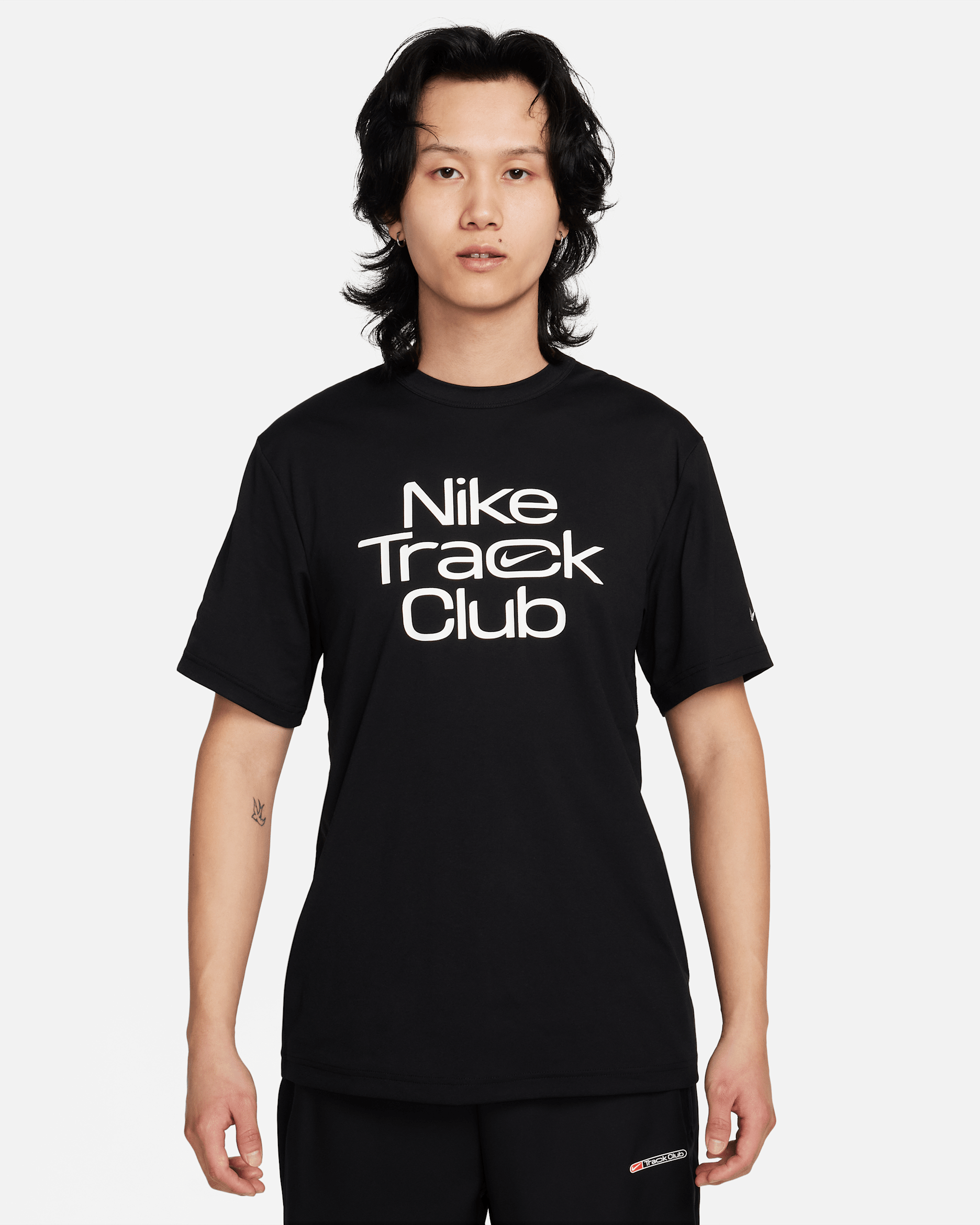 Nike Track Club 男款 Dri-FIT 短袖跑步上衣 - 黑色/Summit White