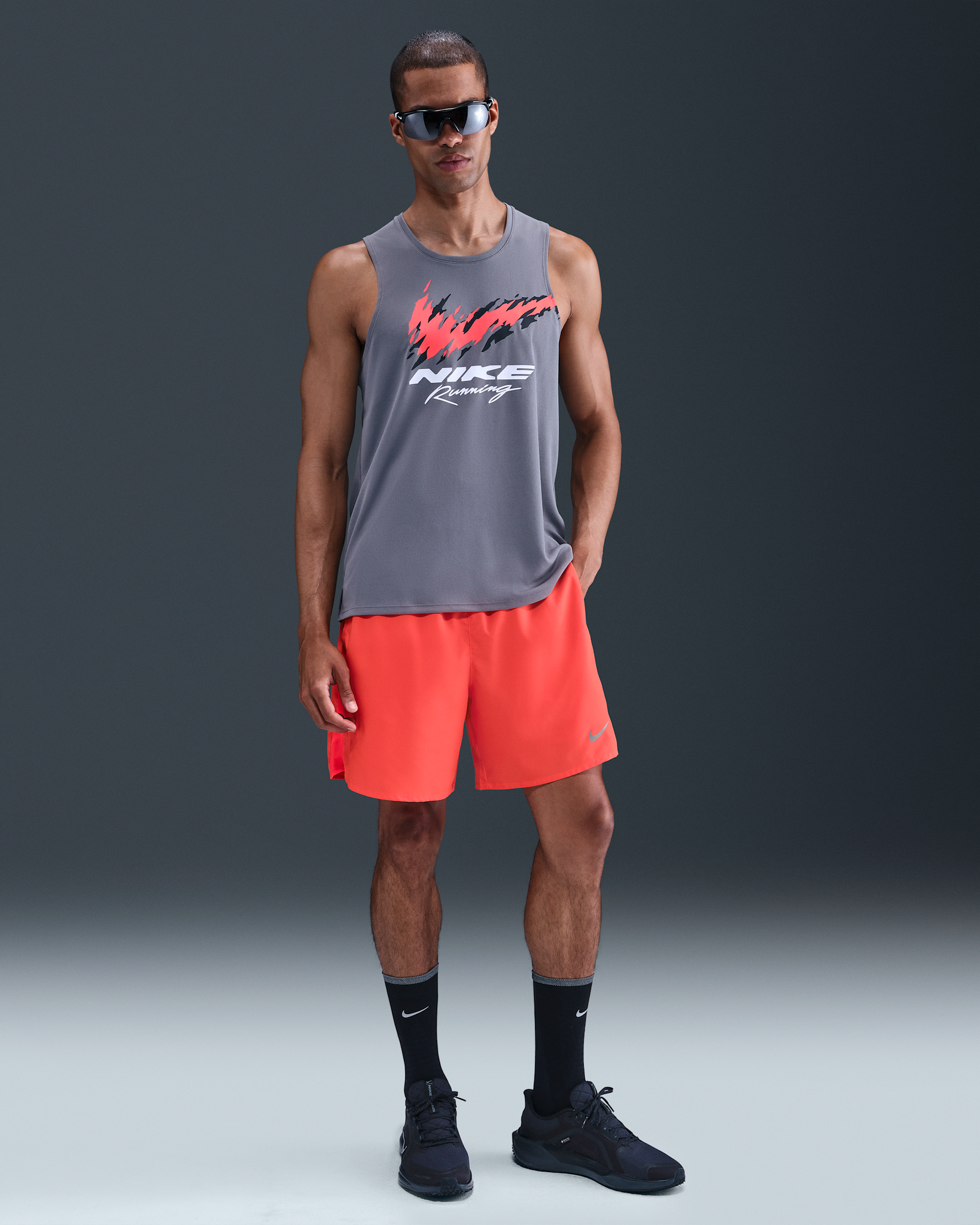 Nike Challenger Men's Dri-FIT 18cm (approx.) 2-in-1 Running Shorts - Bright Crimson/Bright Crimson/Black