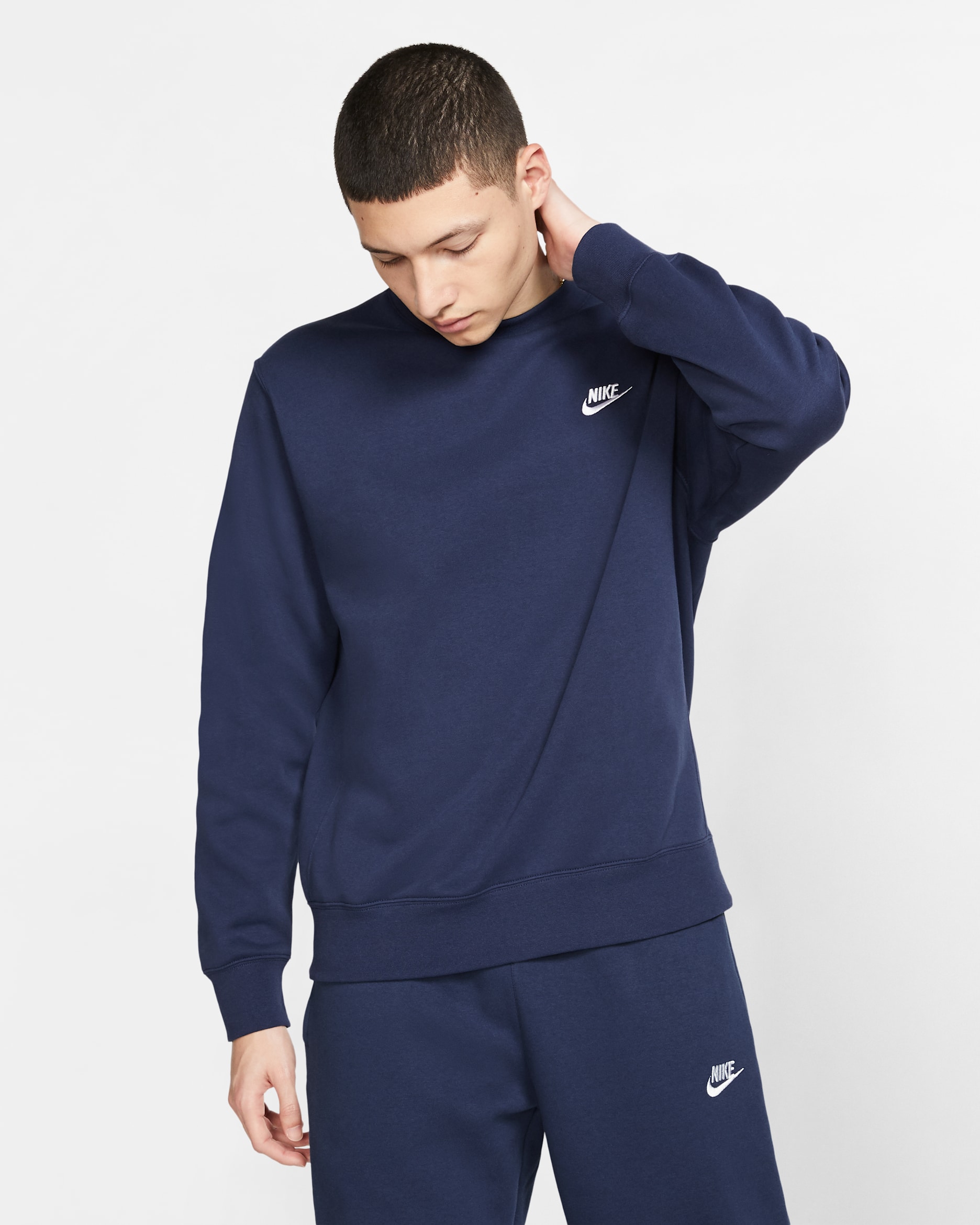 Nike Sportswear Club Fleece Men's Crew - Midnight Navy/White