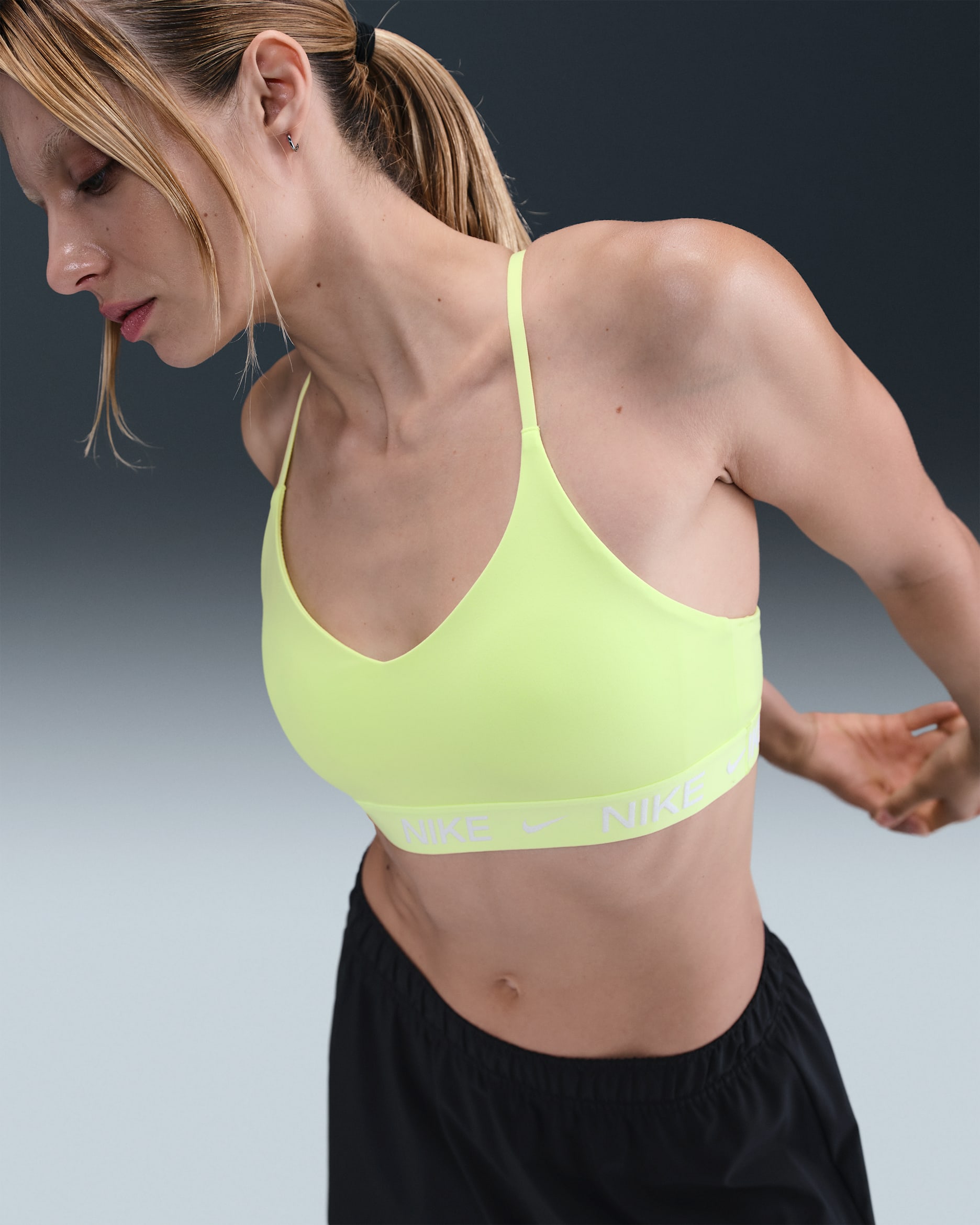 Nike Indy Light Support Women's Padded Adjustable Sports Bra - Light Lemon Twist/Light Lemon Twist