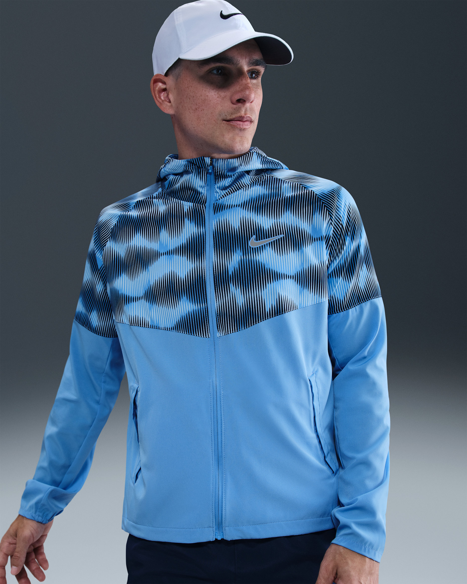 Nike Miler hardloopjack voor heren - University Blue/Glacier Blue/Midnight Navy/Metallic Silver