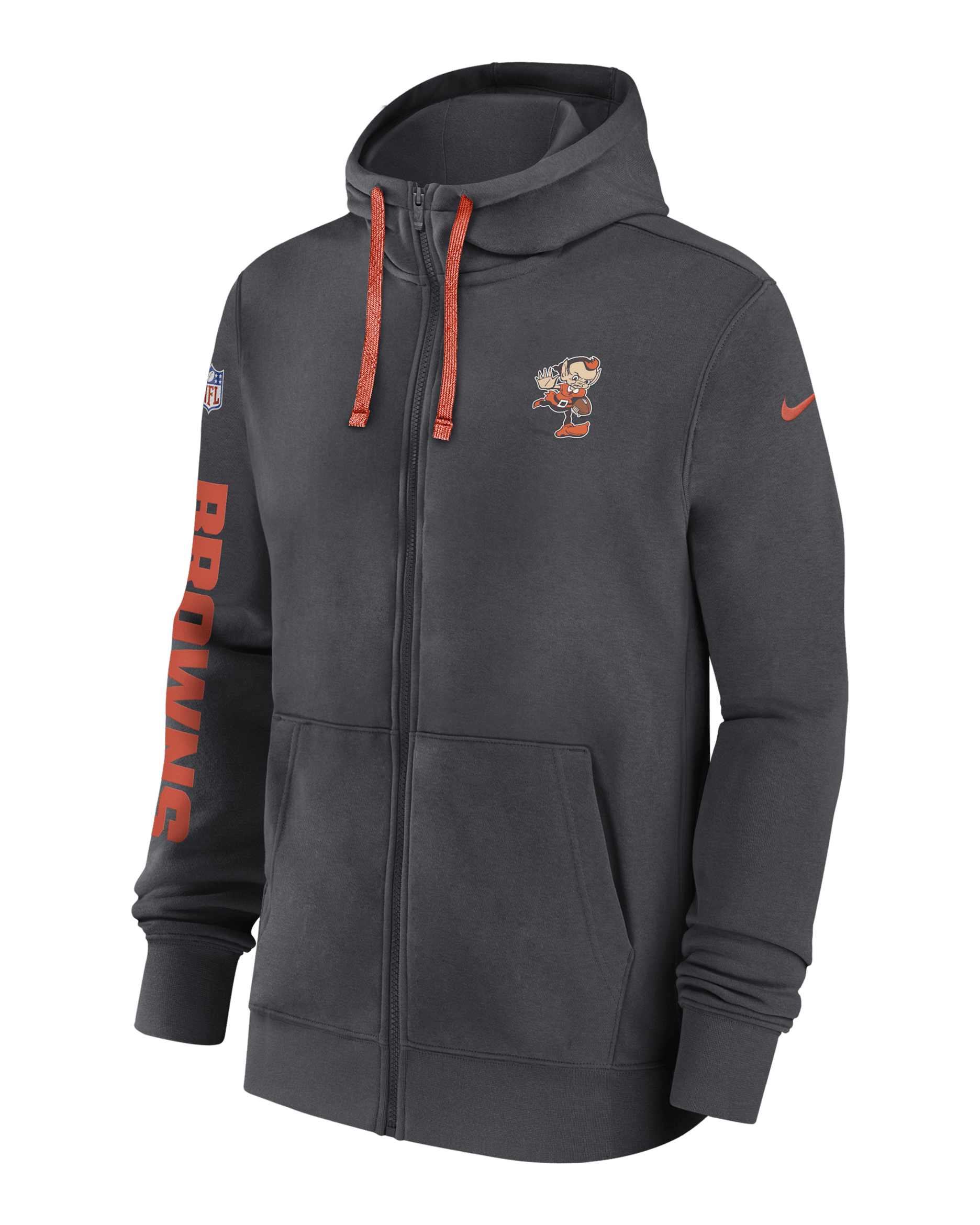 Cleveland Browns Sideline Team Issue Club Men's Nike Full Zip Hoodie - Anthracite