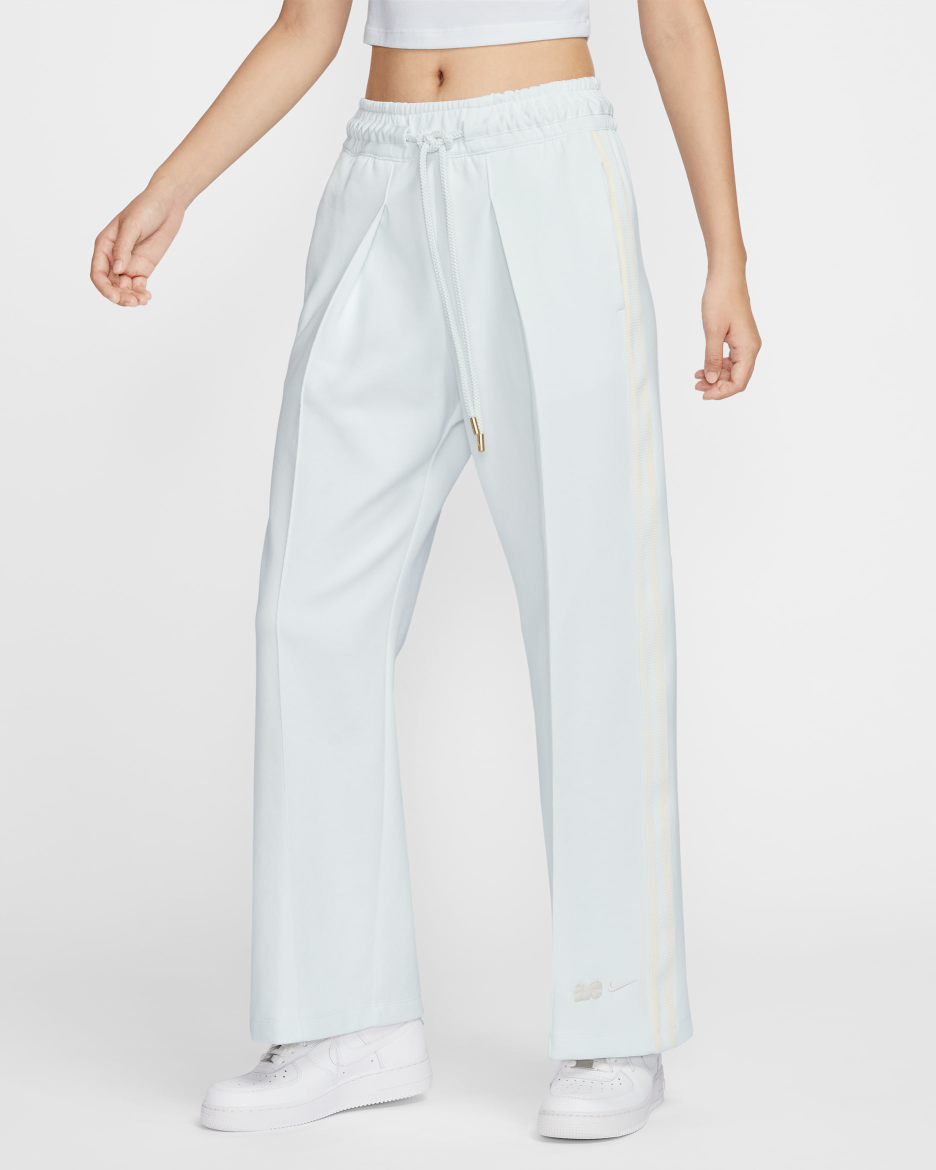 Naomi Osaka Women's High-Waisted Loose Knit Pants - Summit White/Pale Ivory/Light Orewood Brown