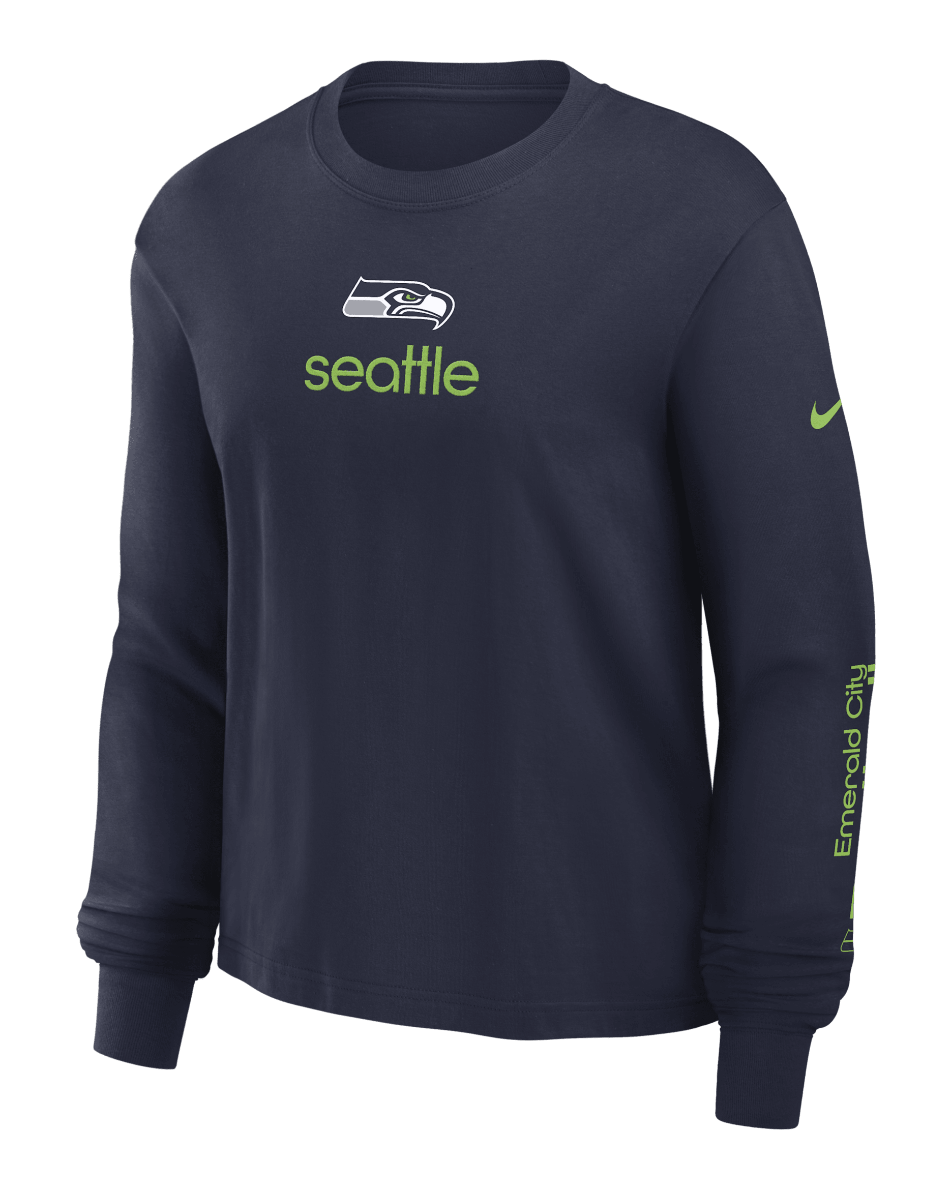 Seattle Seahawks Boxy Women's Nike NFL Long-Sleeve T-Shirt - Navy