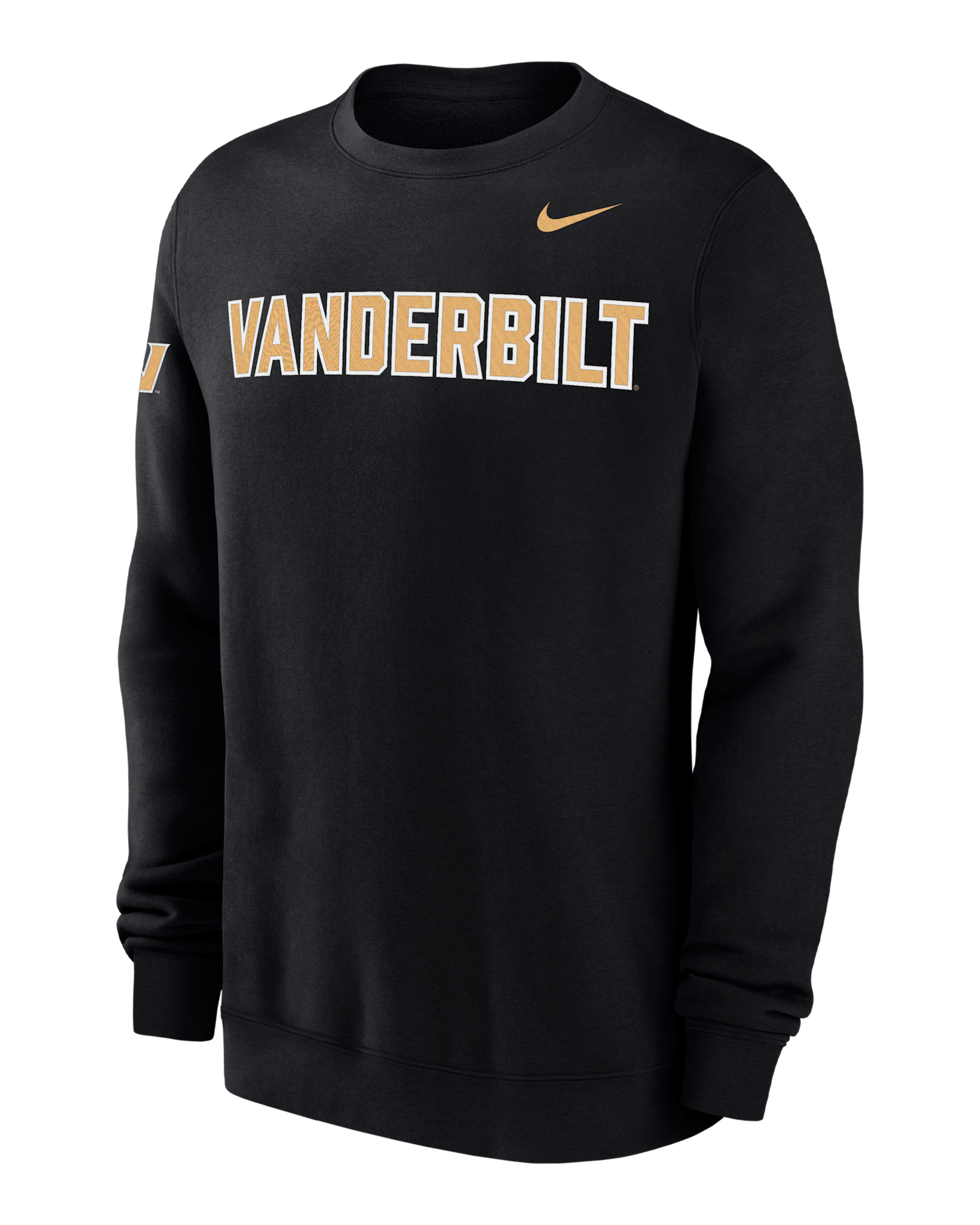 Vanderbilt Club Fleece Men's Nike College Crew-Neck Sweatshirt - Black