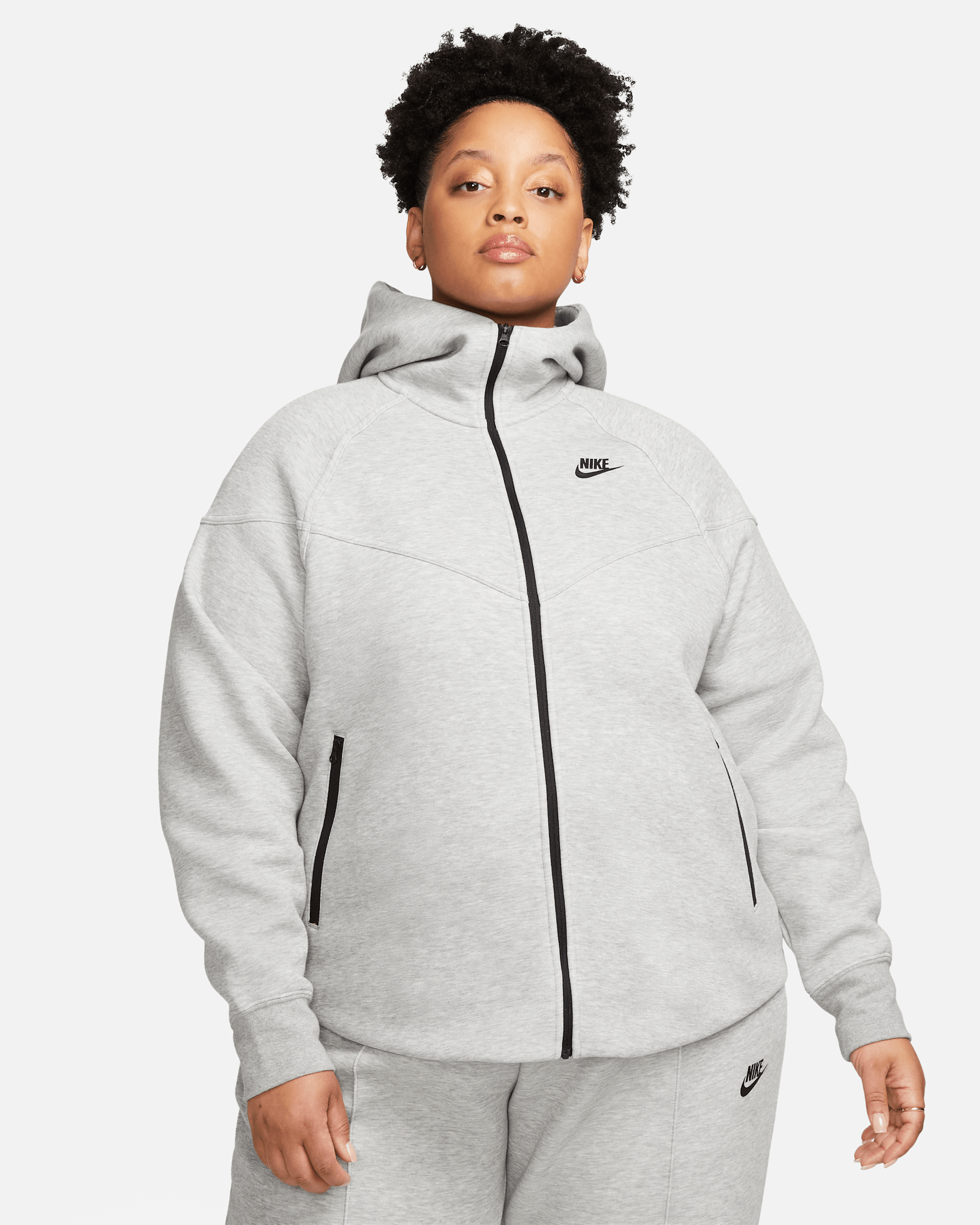 Nike Sportswear Tech Fleece Windrunner Women's Full-Zip Hoodie (Plus Size) - Dark Grey Heather/Black