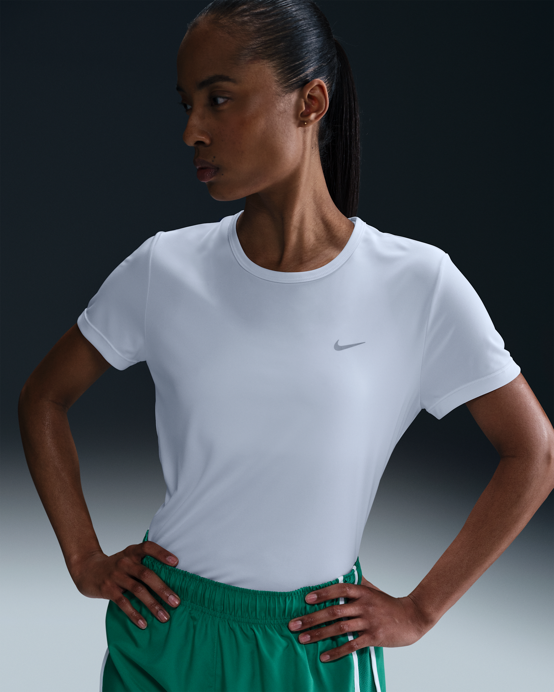 Haut de running à manches courtes Dri-FIT Nike Tempo pour femme - Blanc