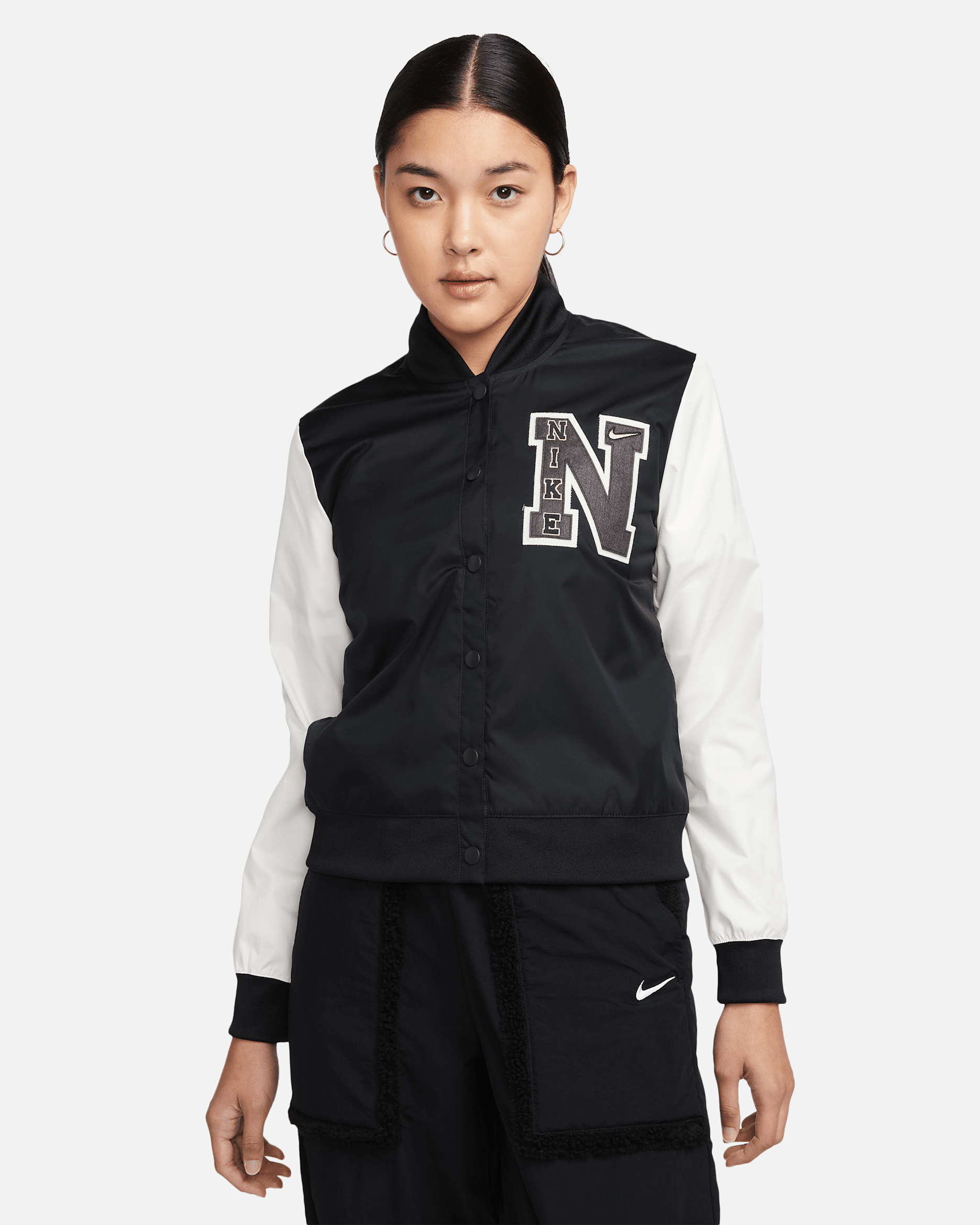 Nike Sportswear Women's Varsity Jacket - Black/Sail/Dark Smoke Grey/Dark Smoke Grey