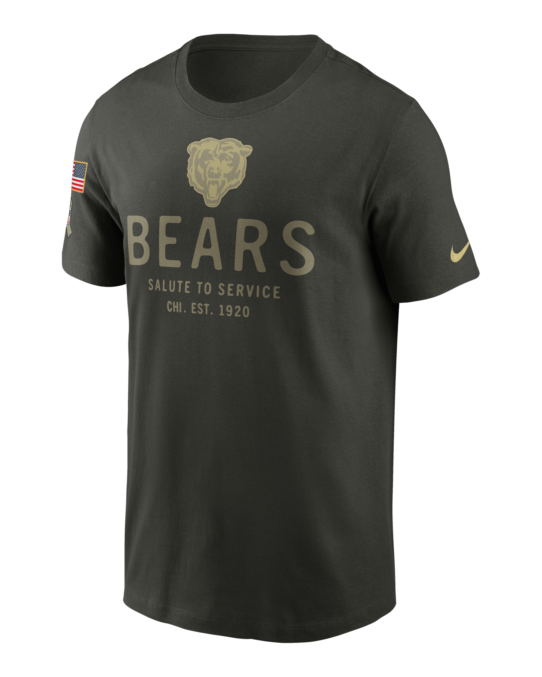 Chicago Bears Salute to Service Sideline Primary Edge Men's Nike Dri-FIT NFL T-Shirt - Sequoia