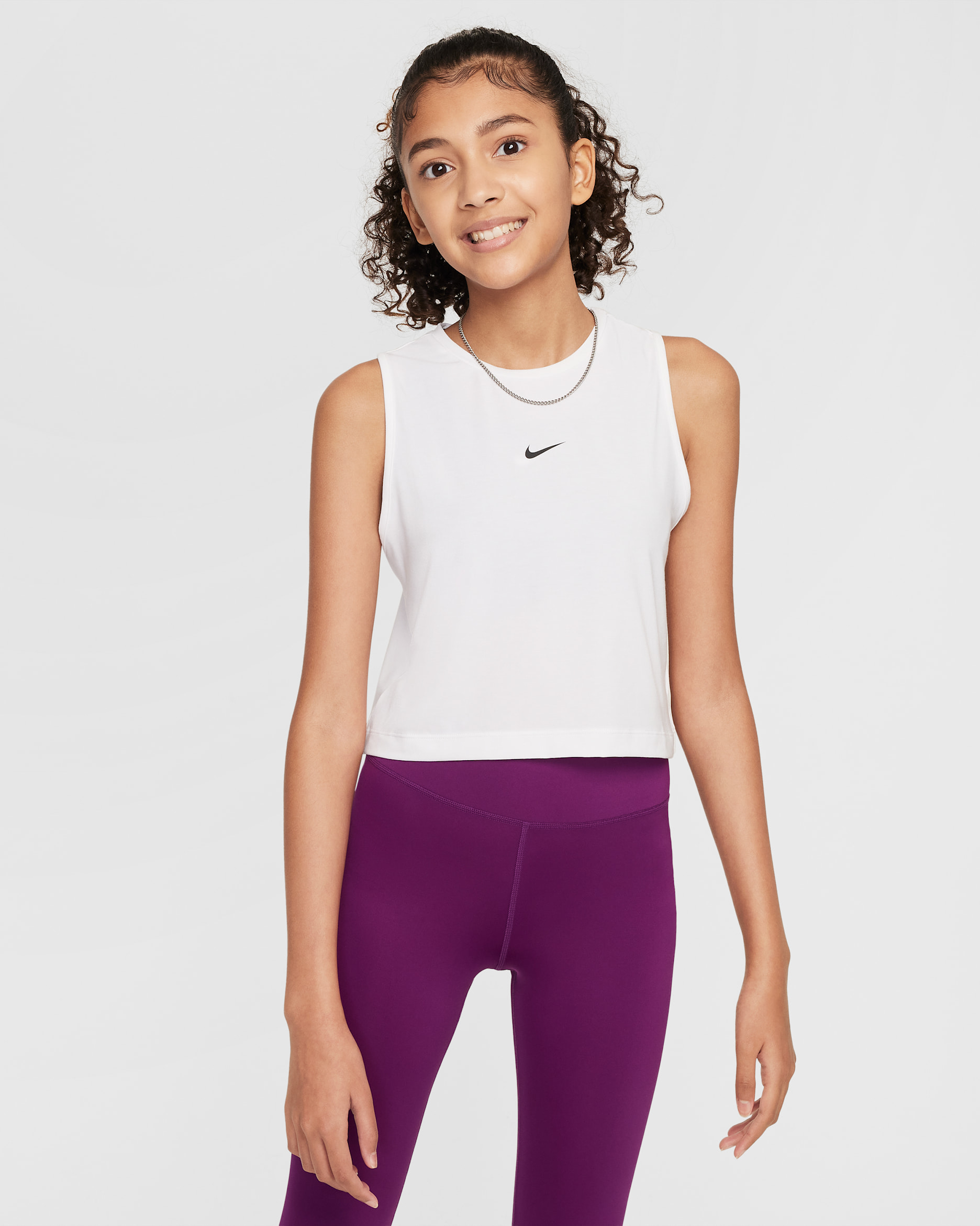Nike Pro Girls' Dri-FIT Training Tank Top - White/Black