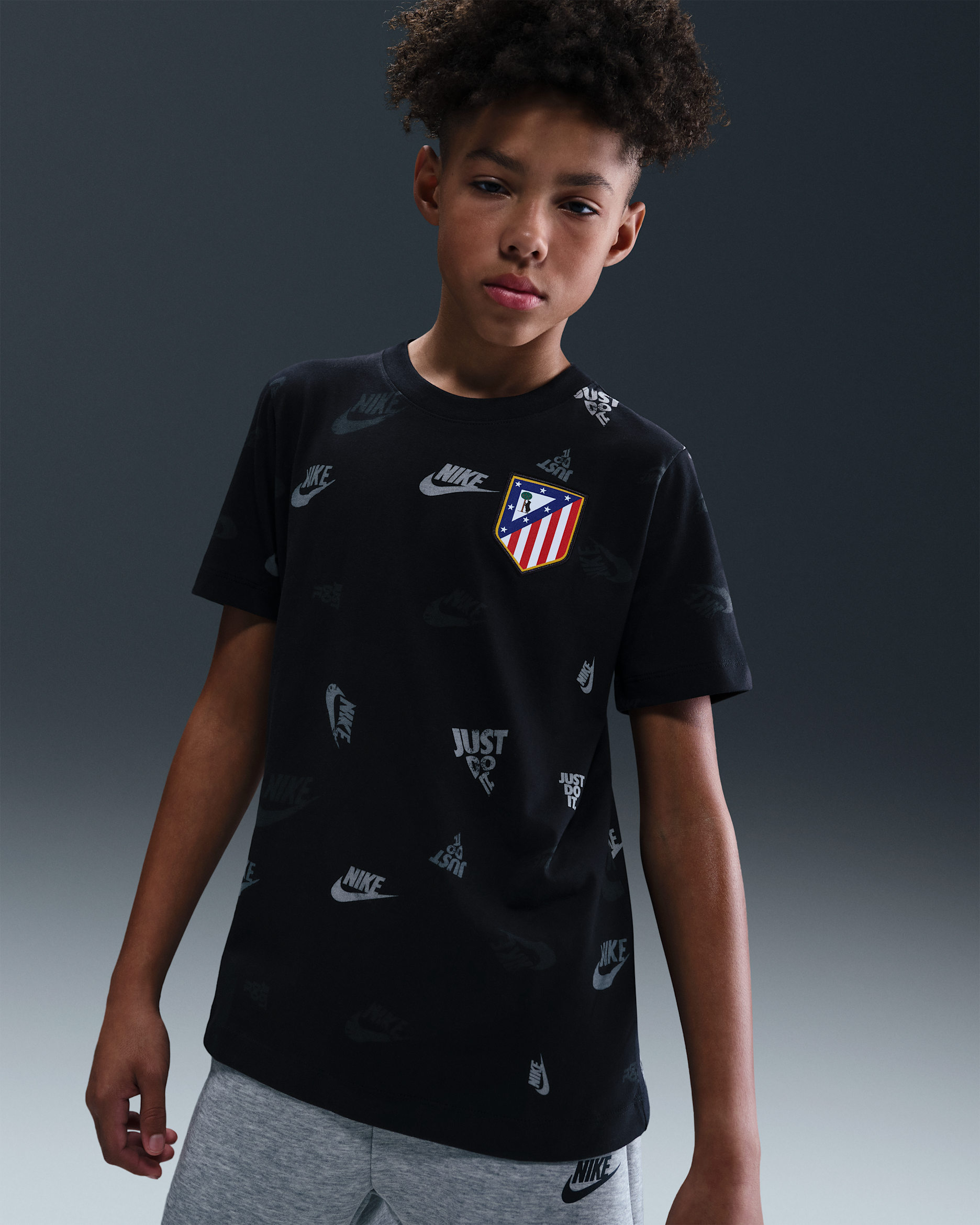 Atlético Madrid Nike Fußball-T-Shirt (ältere Kinder) - Schwarz