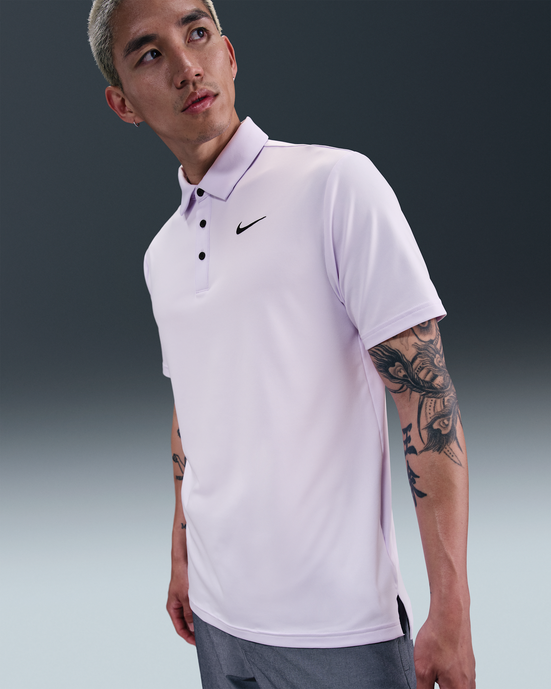 Nike Tour 男款 Dri-FIT 純色高爾夫球衫 - Barely Grape/黑色
