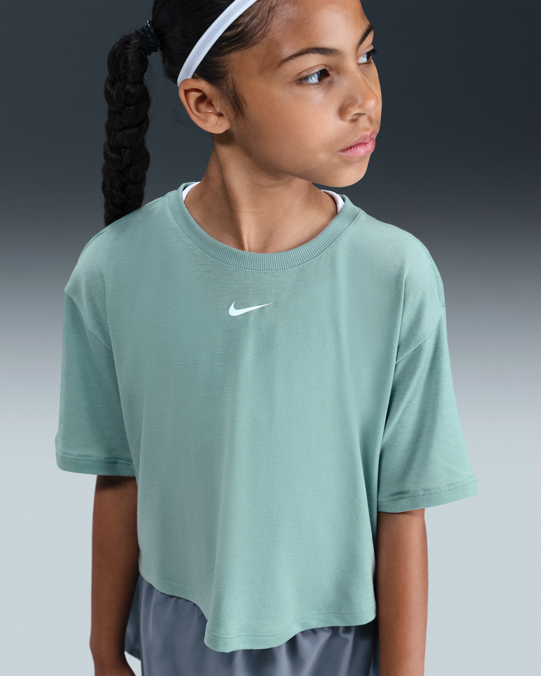 Nike One Relaxed Big Kids' (Girls') Dri-FIT Short-Sleeve Top - Cannon/White