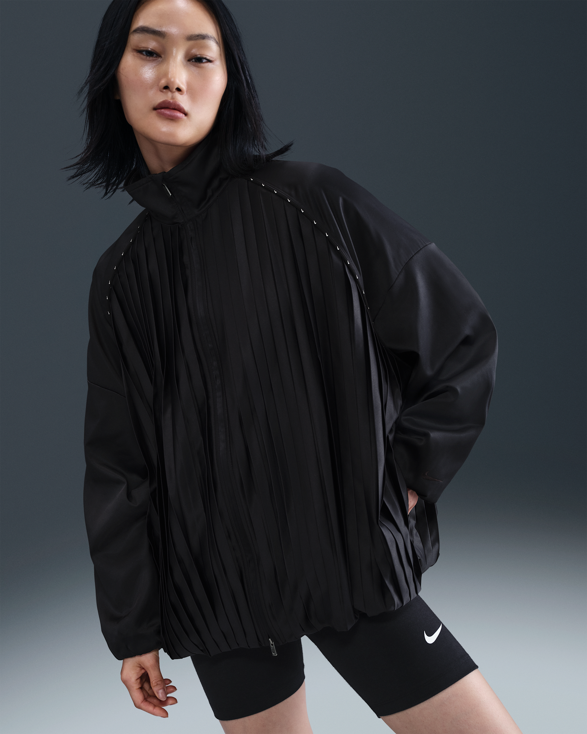 Nike Sportswear Collection Women's Pleated Tracksuit Jacket - Black/Black