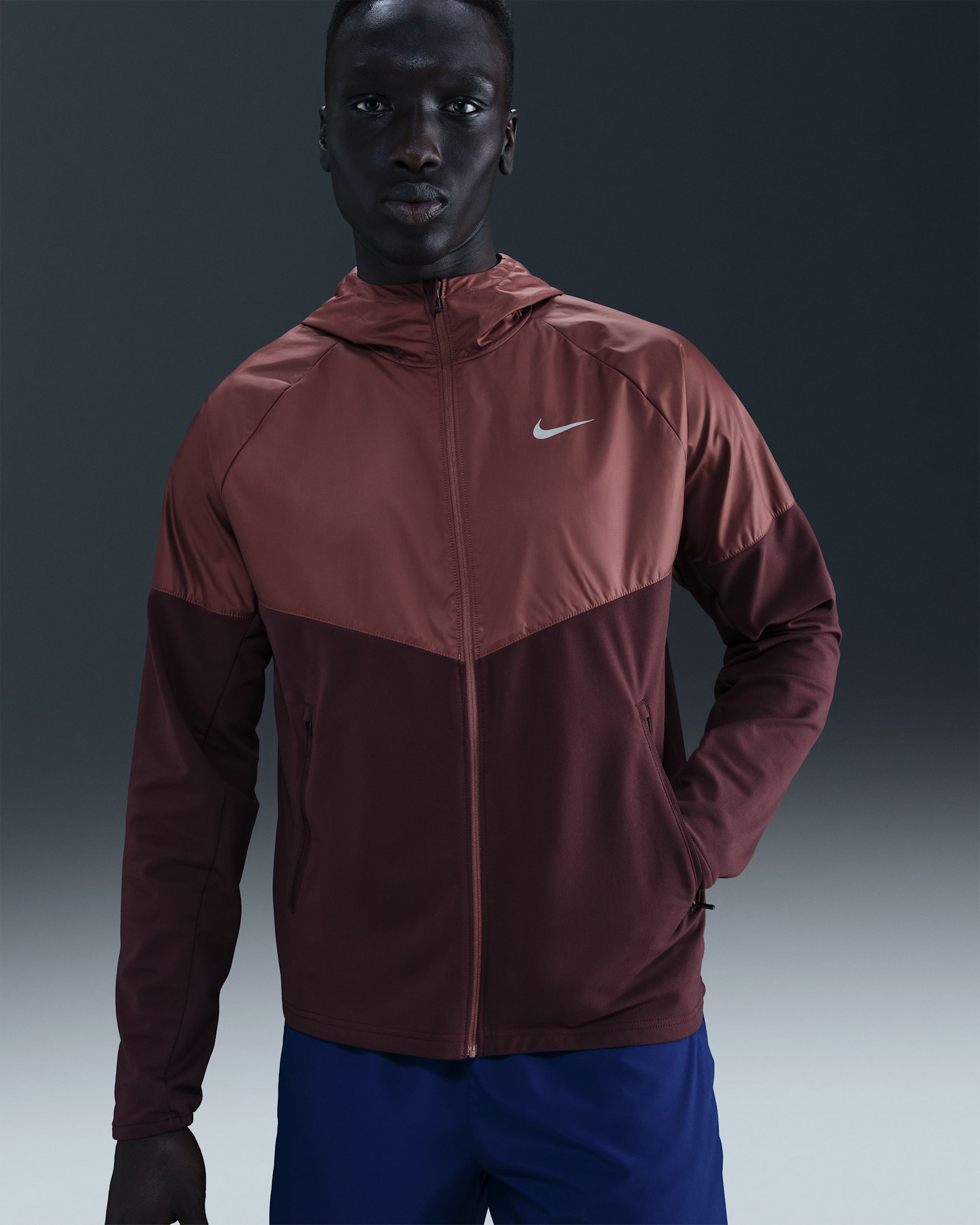 Nike Miler Men's Repel Winterized Running Jacket - Burgundy Crush/Red Sepia