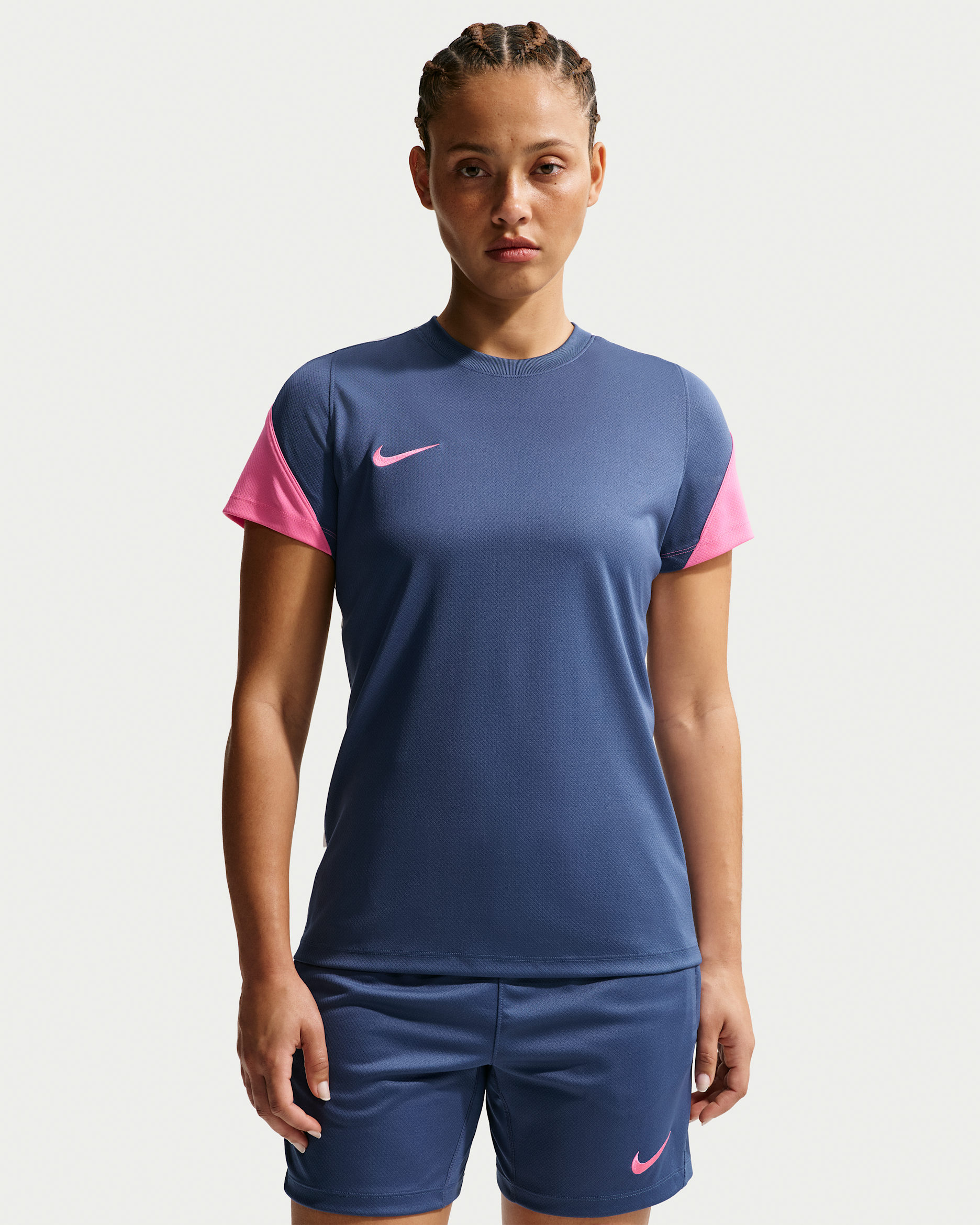 Nike Strike Women's Dri-FIT Football Short-Sleeve Top - Mystic Navy/White/Pinksicle/Pinksicle