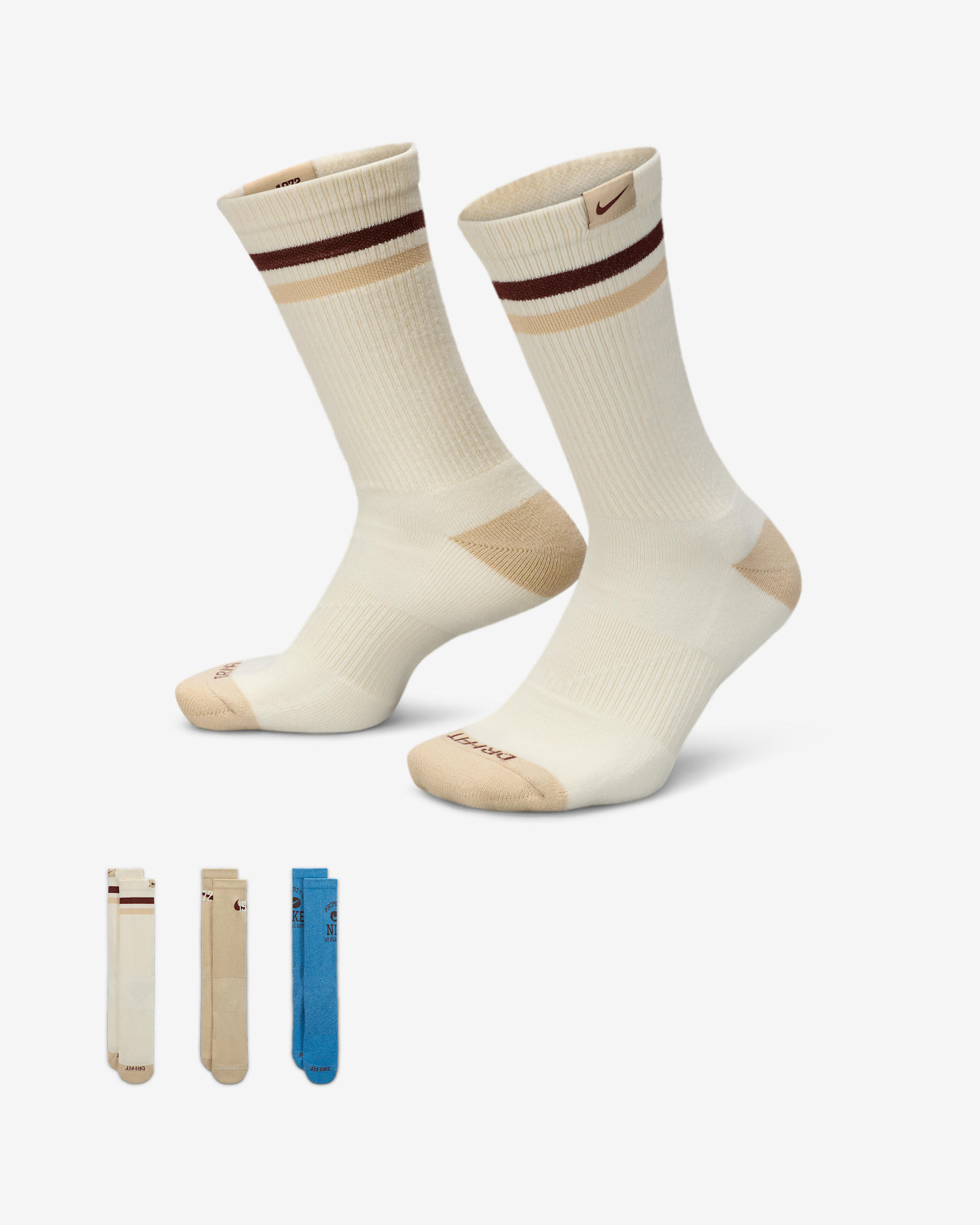 Nike Everyday 緩震中筒襪 (3 雙) - 多種顏色