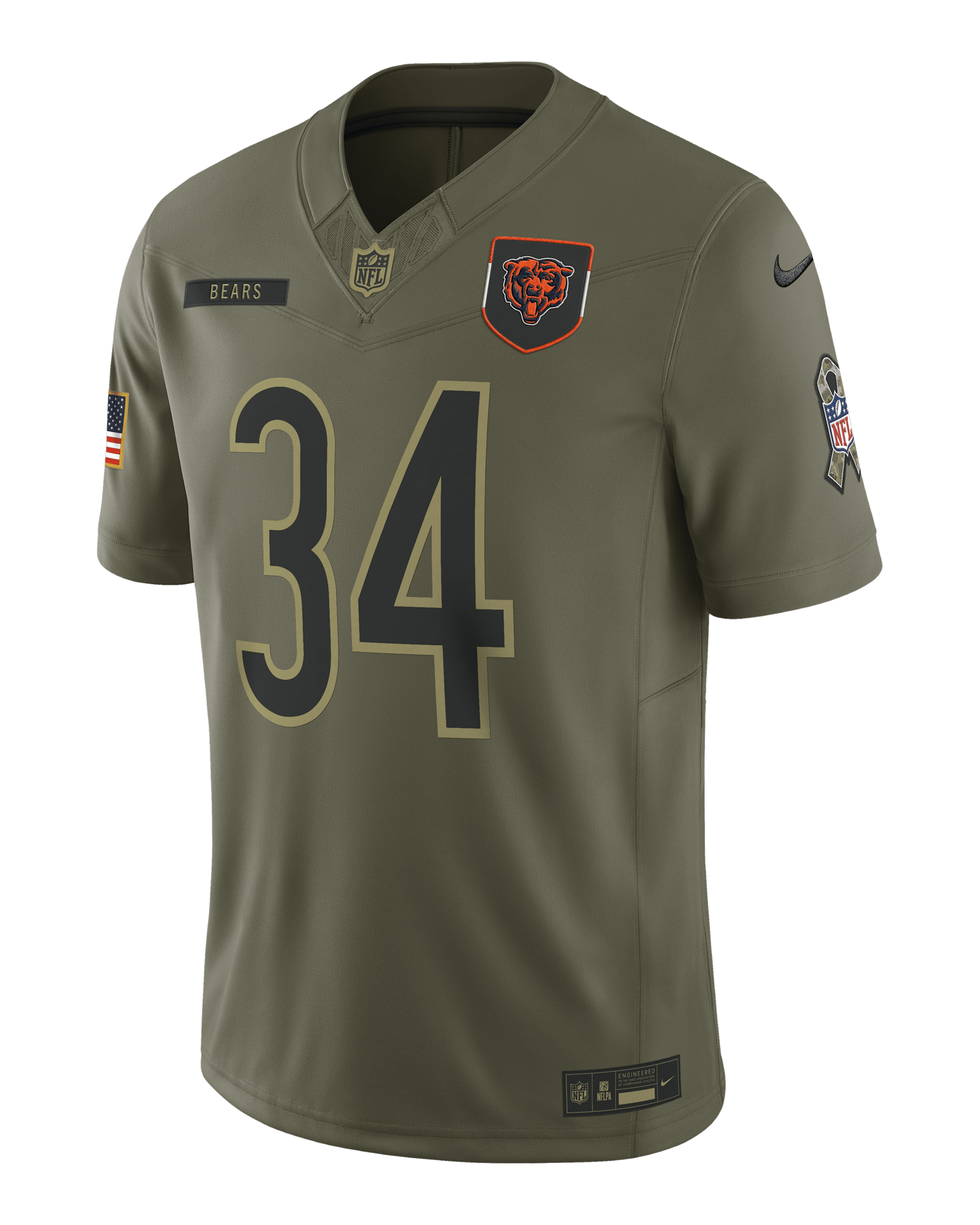 Jersey Nike Dri-FIT de la NFL Limited para hombre Walter Payton Chicago Bears Salute to Service Retired - Oliva medio