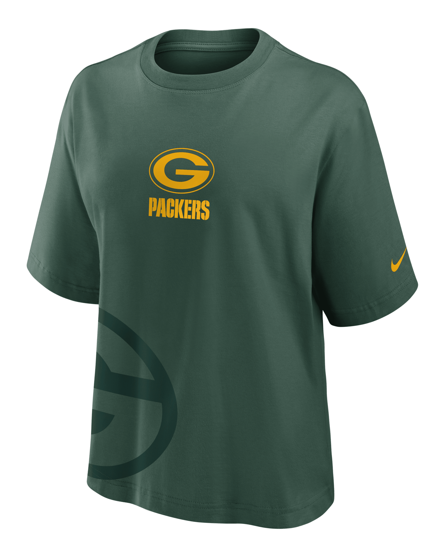 Playera Nike de la NFL para mujer Green Bay Packers Boxy - Abeto
