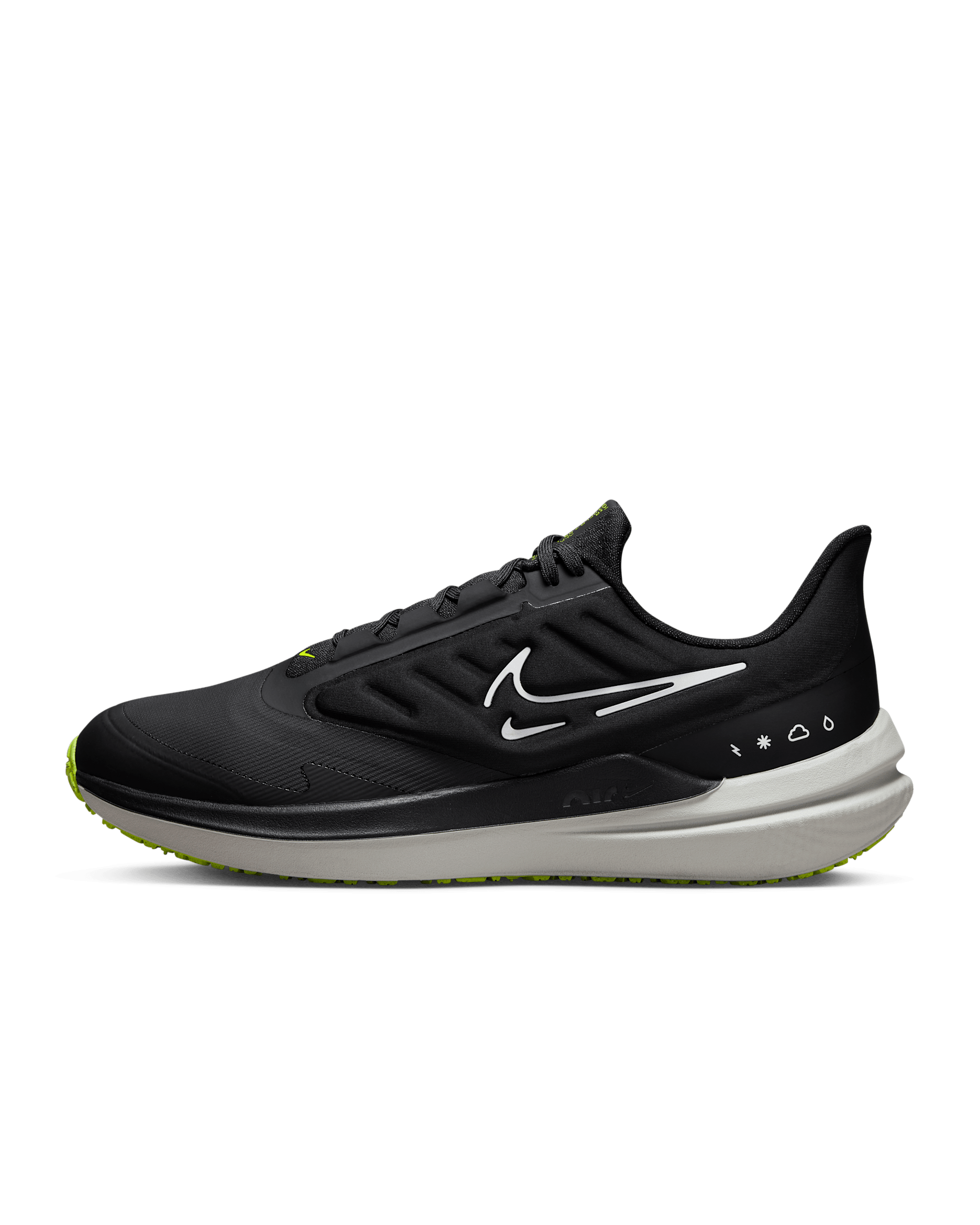 Nike Winflo 9 Shield Men's Weatherised Road Running Shoes - Black/Dark Smoke Grey/Volt/White