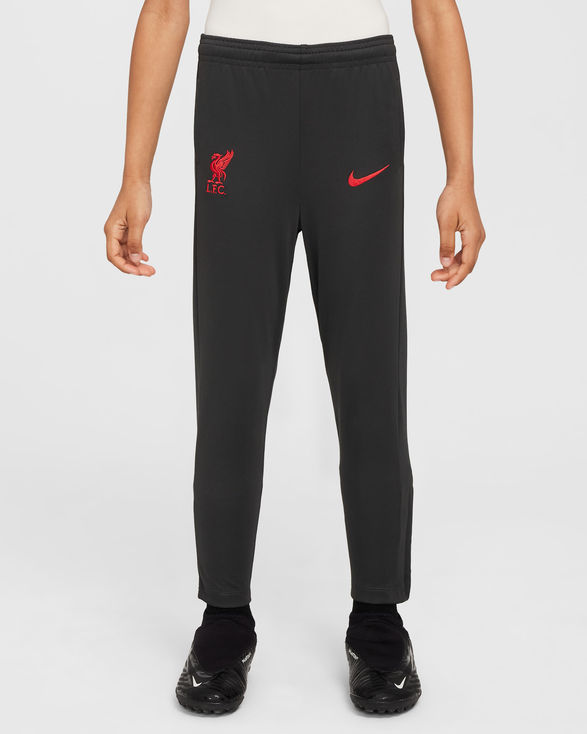 Liverpool F.C. Academy Pro Third Younger Kids' Nike Dri-FIT Football Knit Pants - Dark Smoke Grey/Chrome Yellow/Global Red
