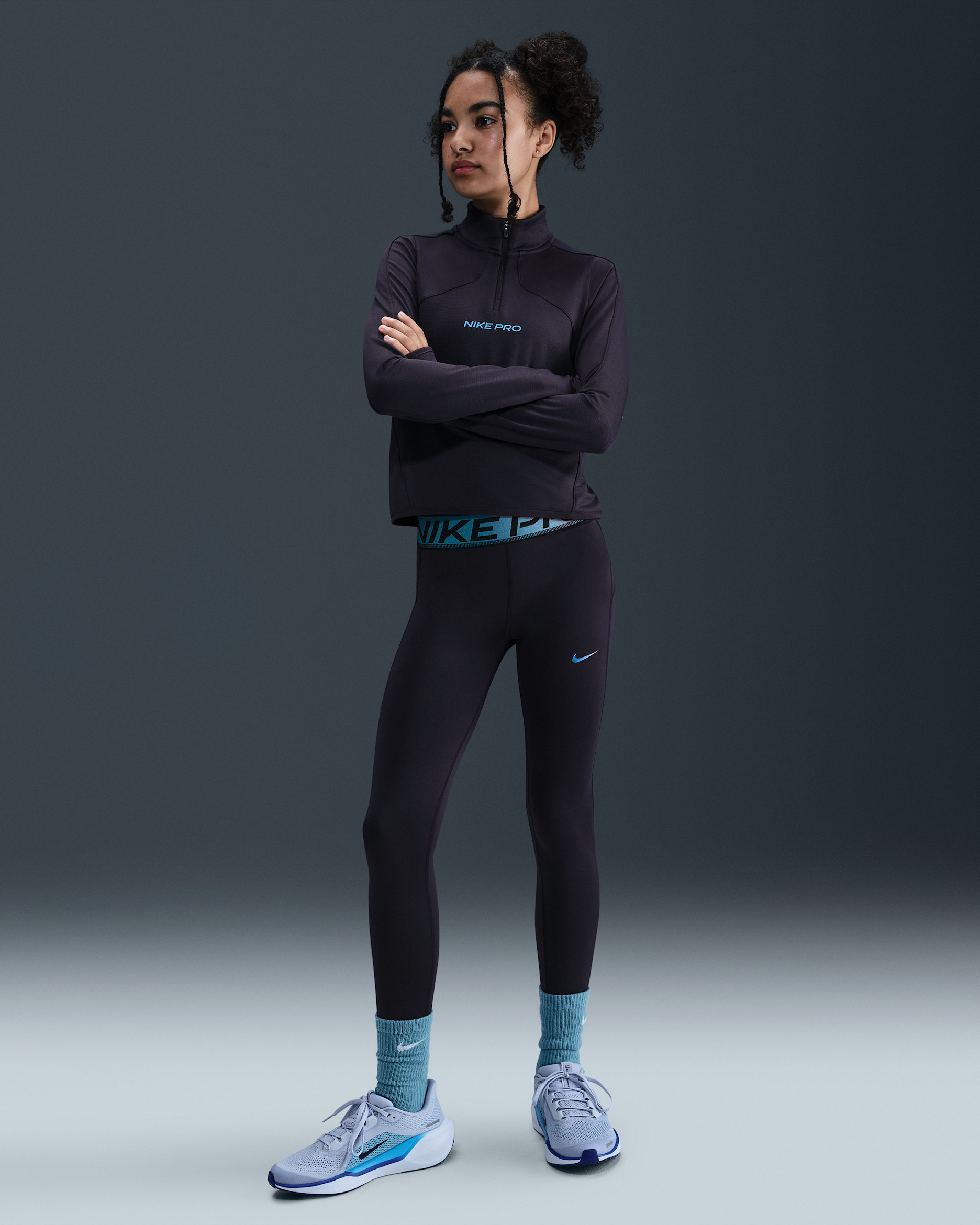 Nike Pro Dri-FIT Parlak Vurgulu Genç Çocuk (Kız) Taytı - Cave Purple