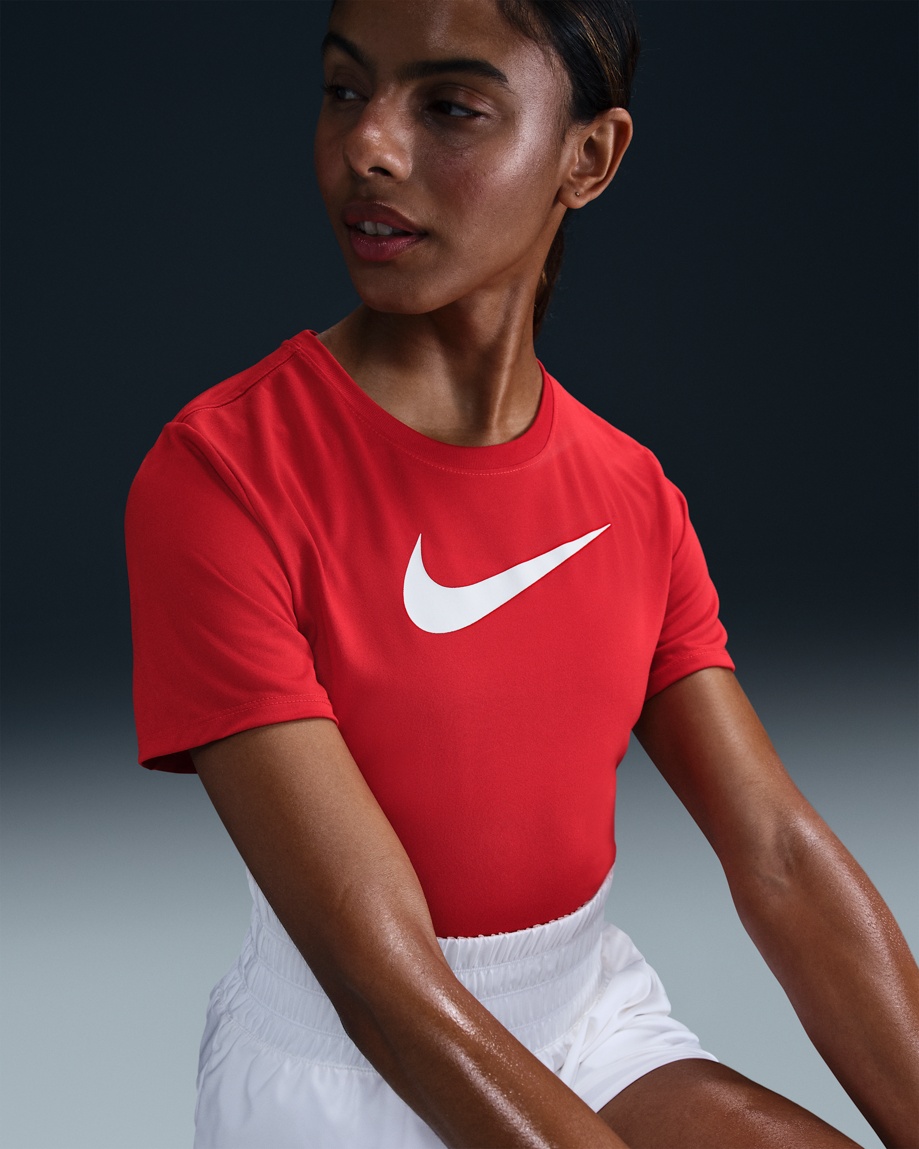 Nike Women's Dri-FIT Graphic T-Shirt - University Red/White