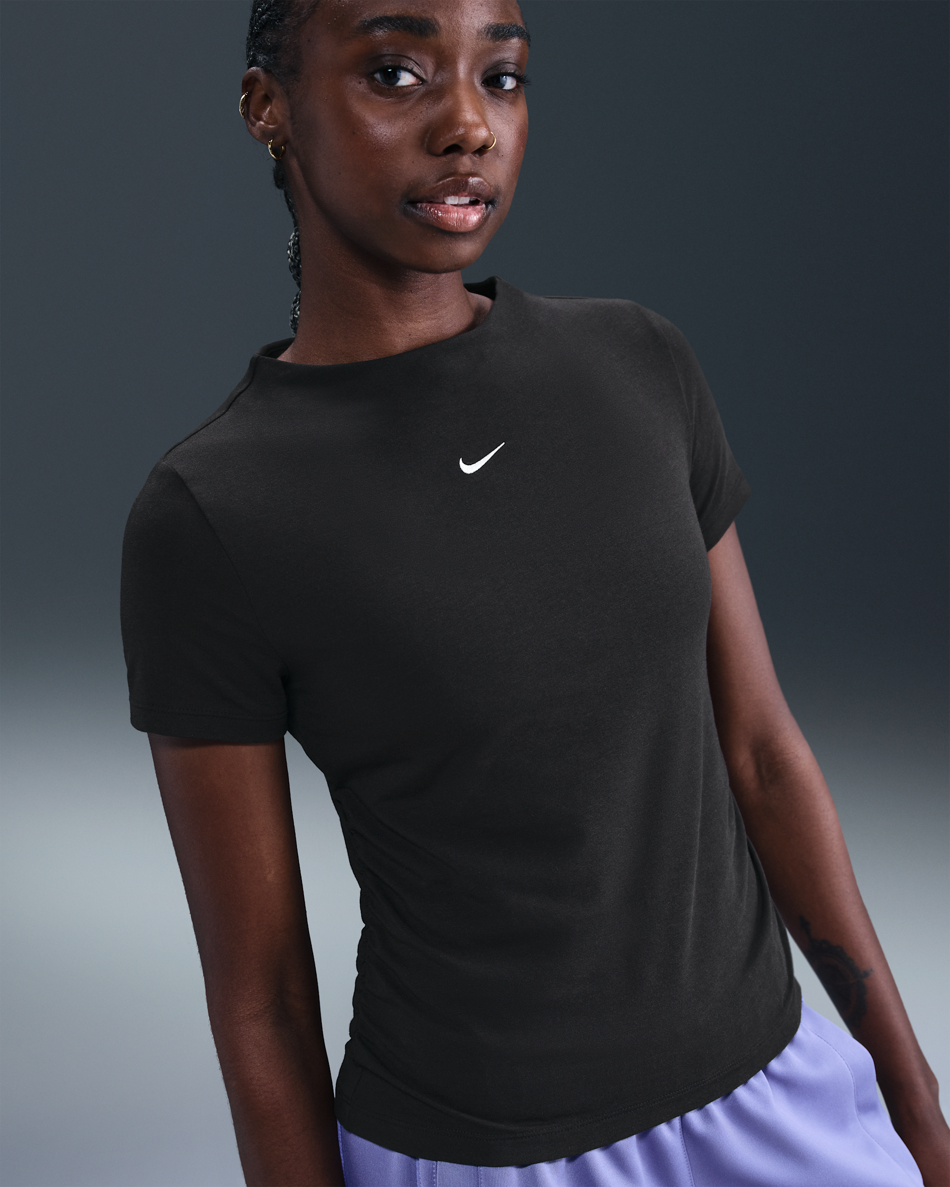 Nike Sportswear Chill Knit Women's Tight Short-Sleeve Mock-Neck Top - Black/Sail