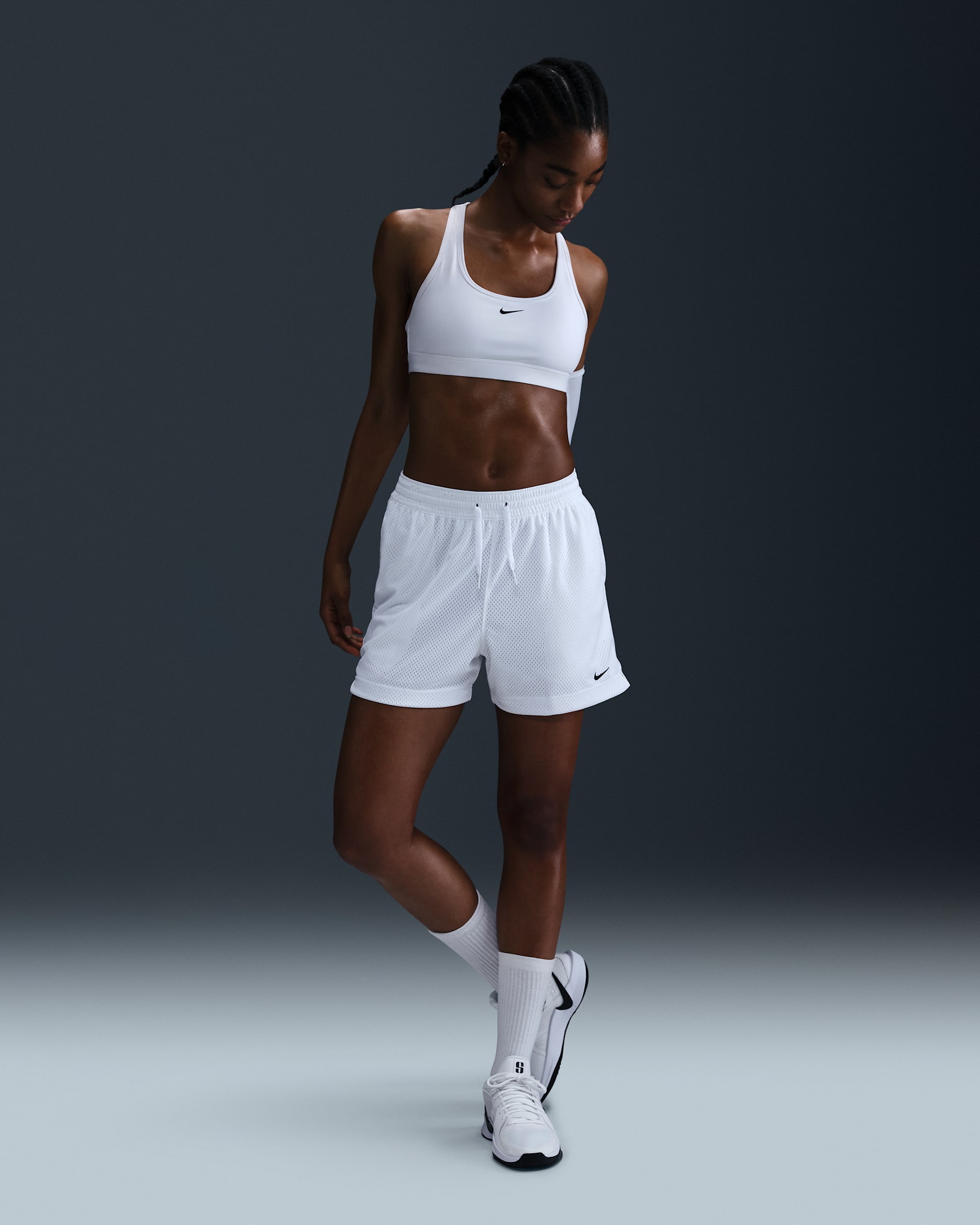 Nike Essential Women's Dri-FIT Mesh Basketball Shorts - White/Black