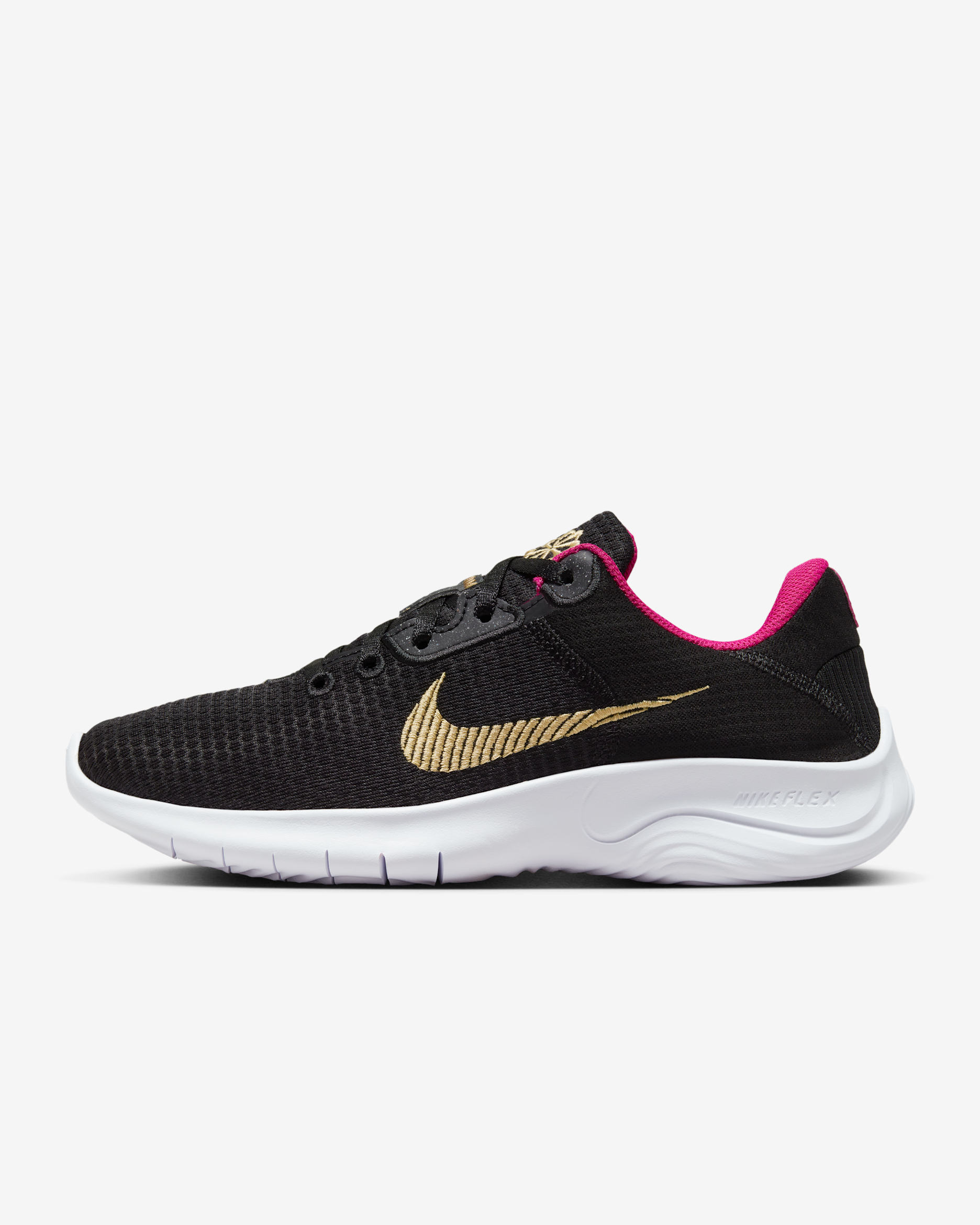 รองเท้าวิ่งโร้ดรันนิ่งผู้หญิง Nike Experience Run 11 - ดำ/ขาว/Fireberry/Metallic Gold