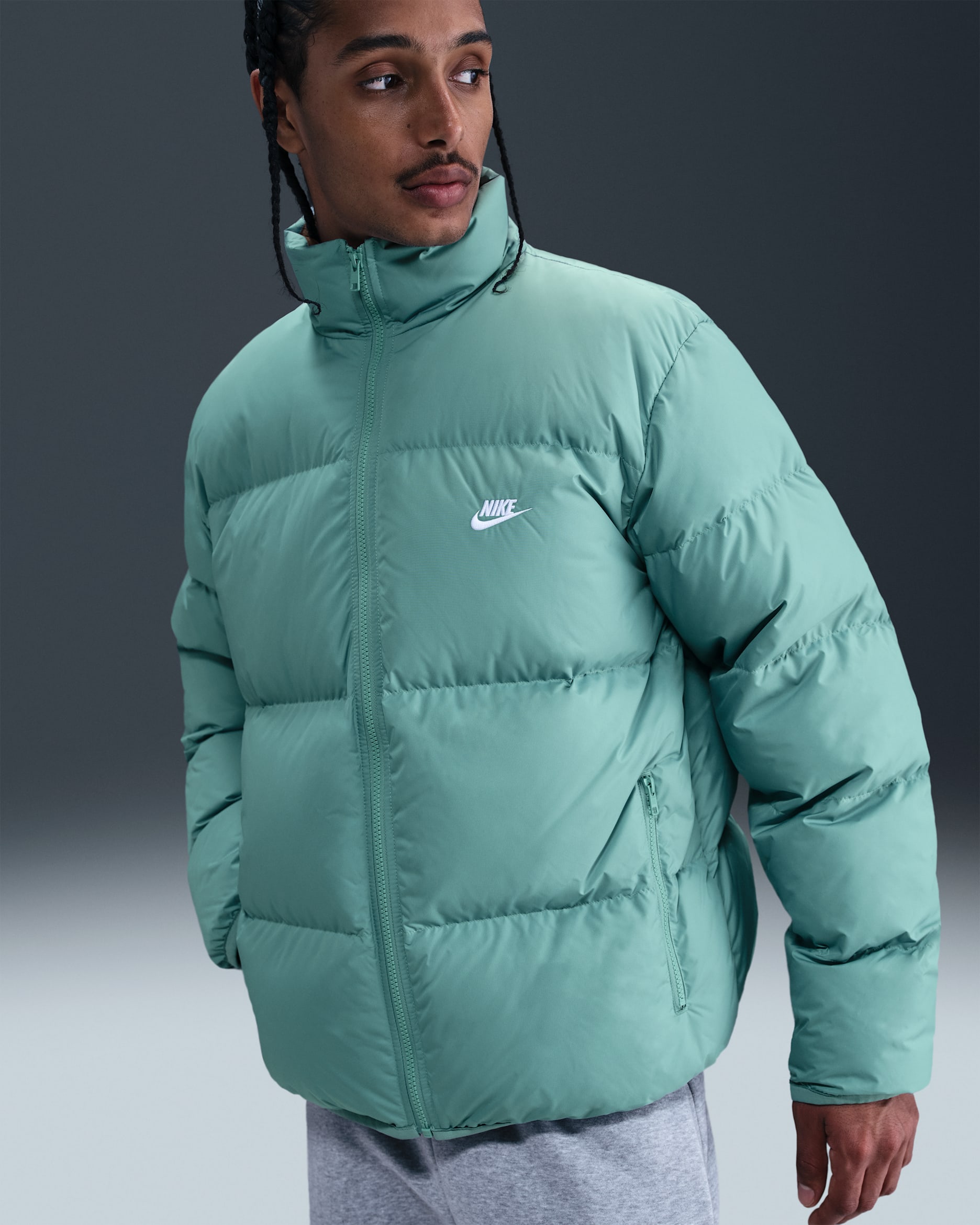 Nike Sportswear Club Men's Therma-FIT Down Puffer Jacket - Cannon/Mosswood Brown/White