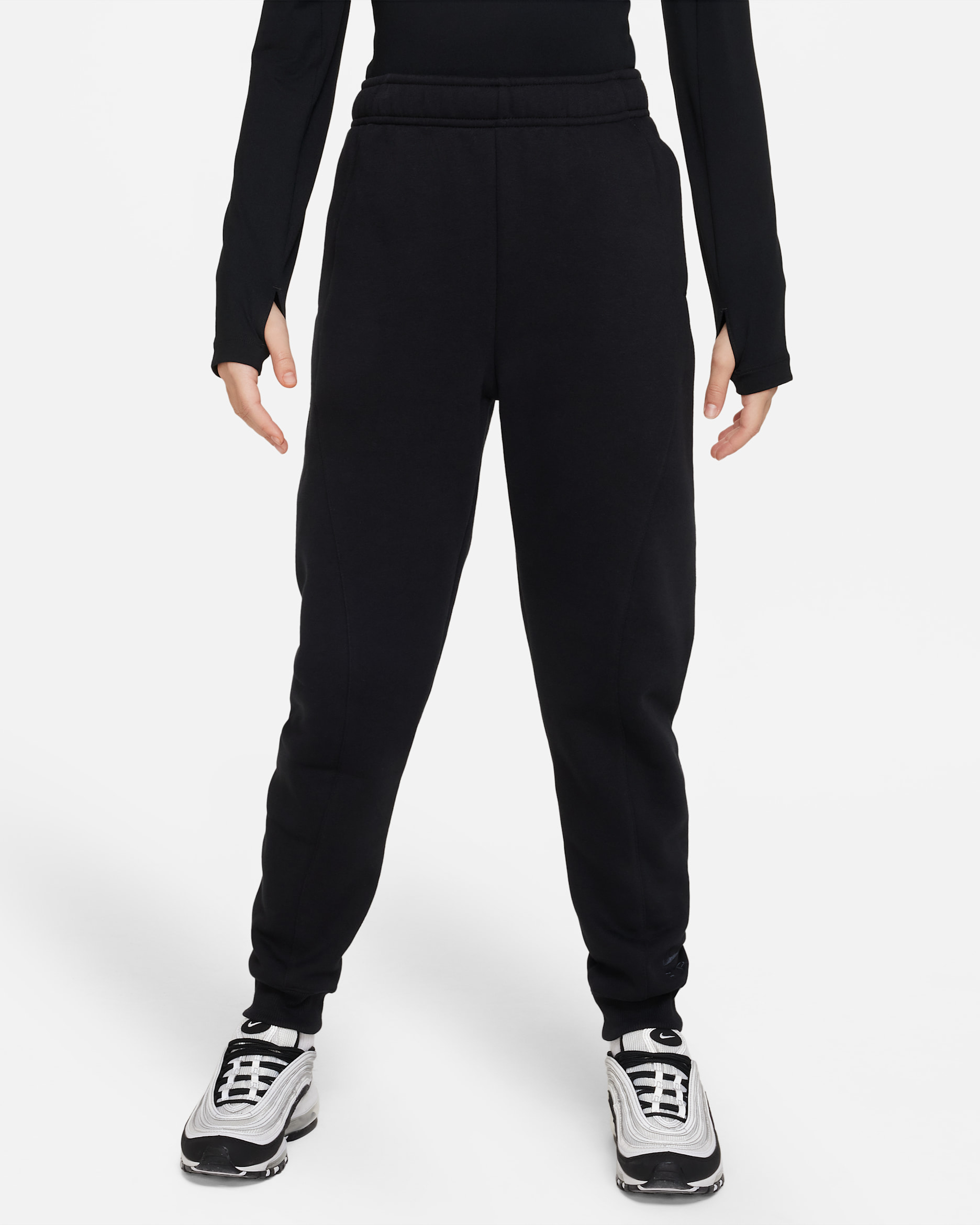 ナイキ エア ジュニア (ガールズ) フレンチ テリー パンツ - ブラック/ブラック/アンスラサイト