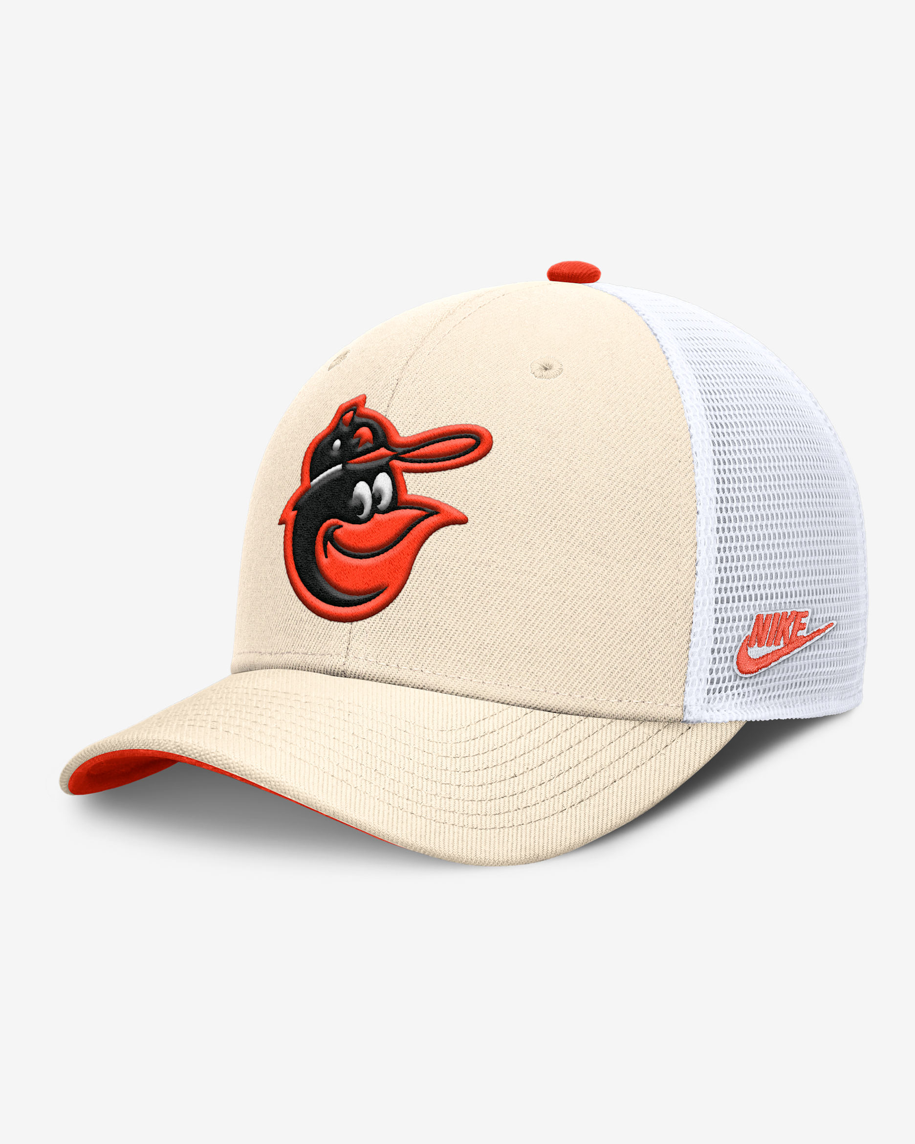 Gorra de rejilla Nike Dri-FIT de la MLB ajustable para hombre Baltimore Orioles Cooperstown Rise - Natural