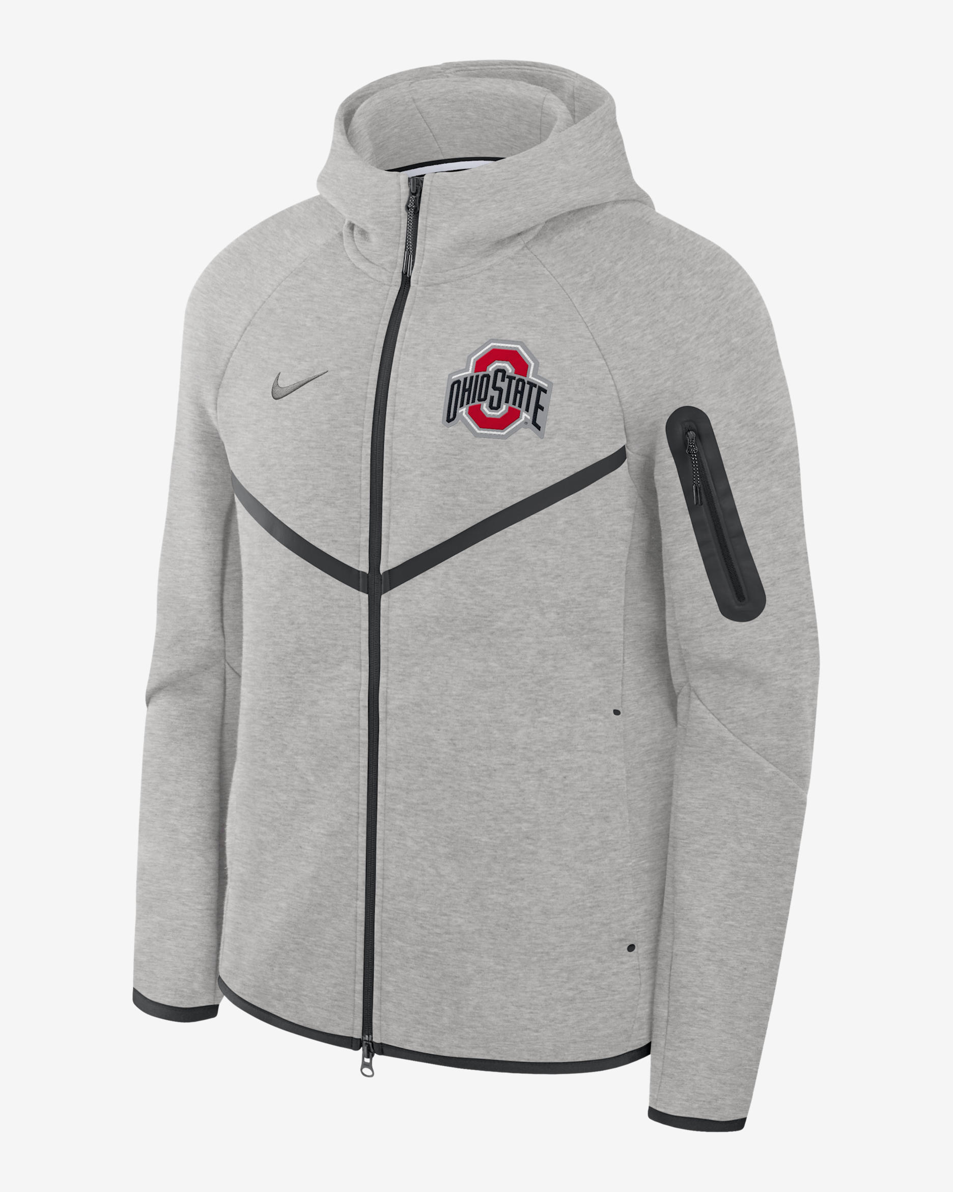 Ohio State Tech Fleece Windrunner Men's Nike College Full-Zip Hooded Jacket - Grey
