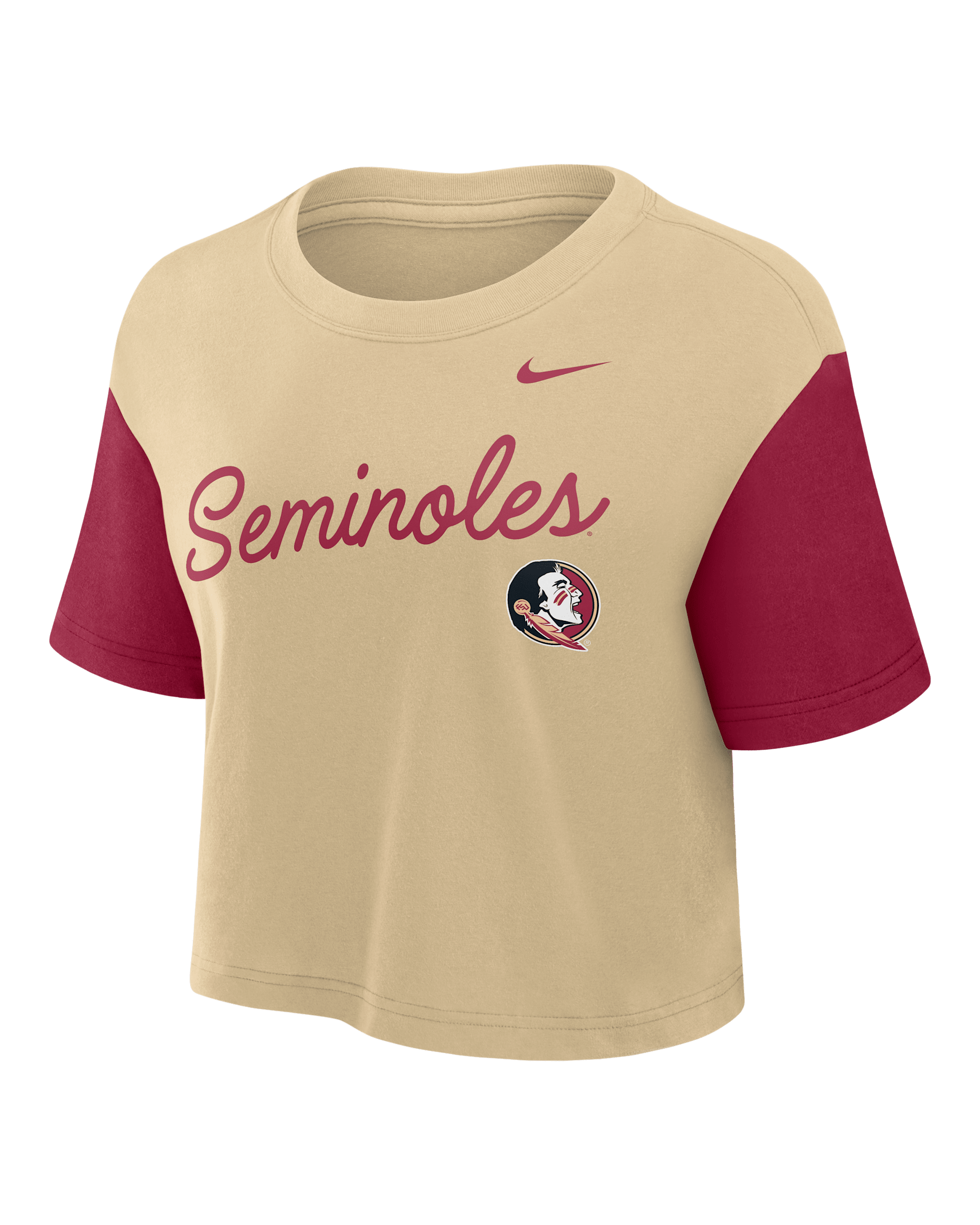 Florida State Script Women's Nike Dri-FIT College Cropped T-Shirt - Gold
