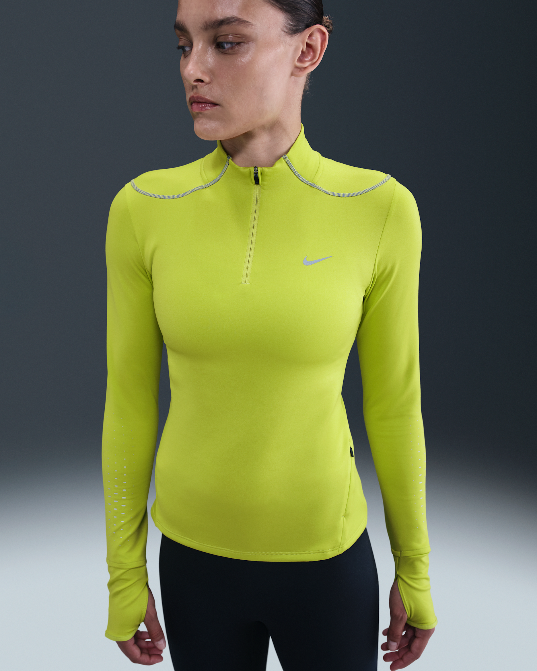 Nike Swift Women's Therma-FIT ADV 1/4-Zip Running Top With Reflective Design Accents - Cyber/Black