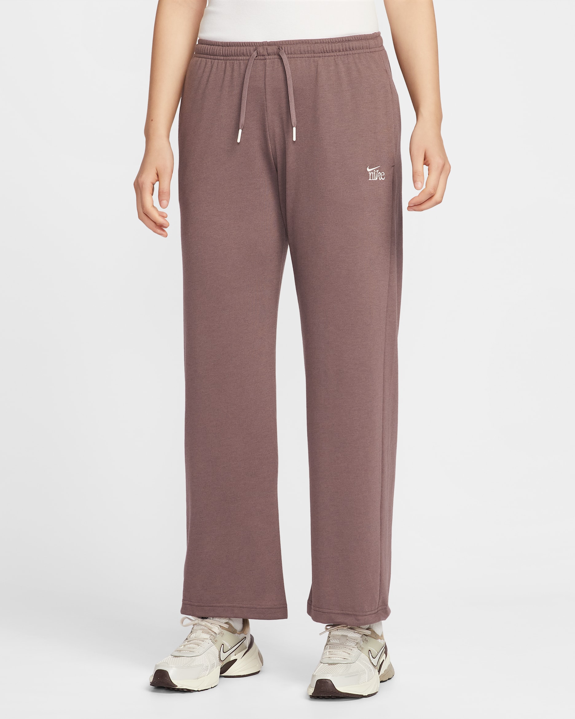 Nike Sportswear Chill Knit Women's Mid-Rise Lightweight Open-Hem Trousers - Tattoo/Chalk