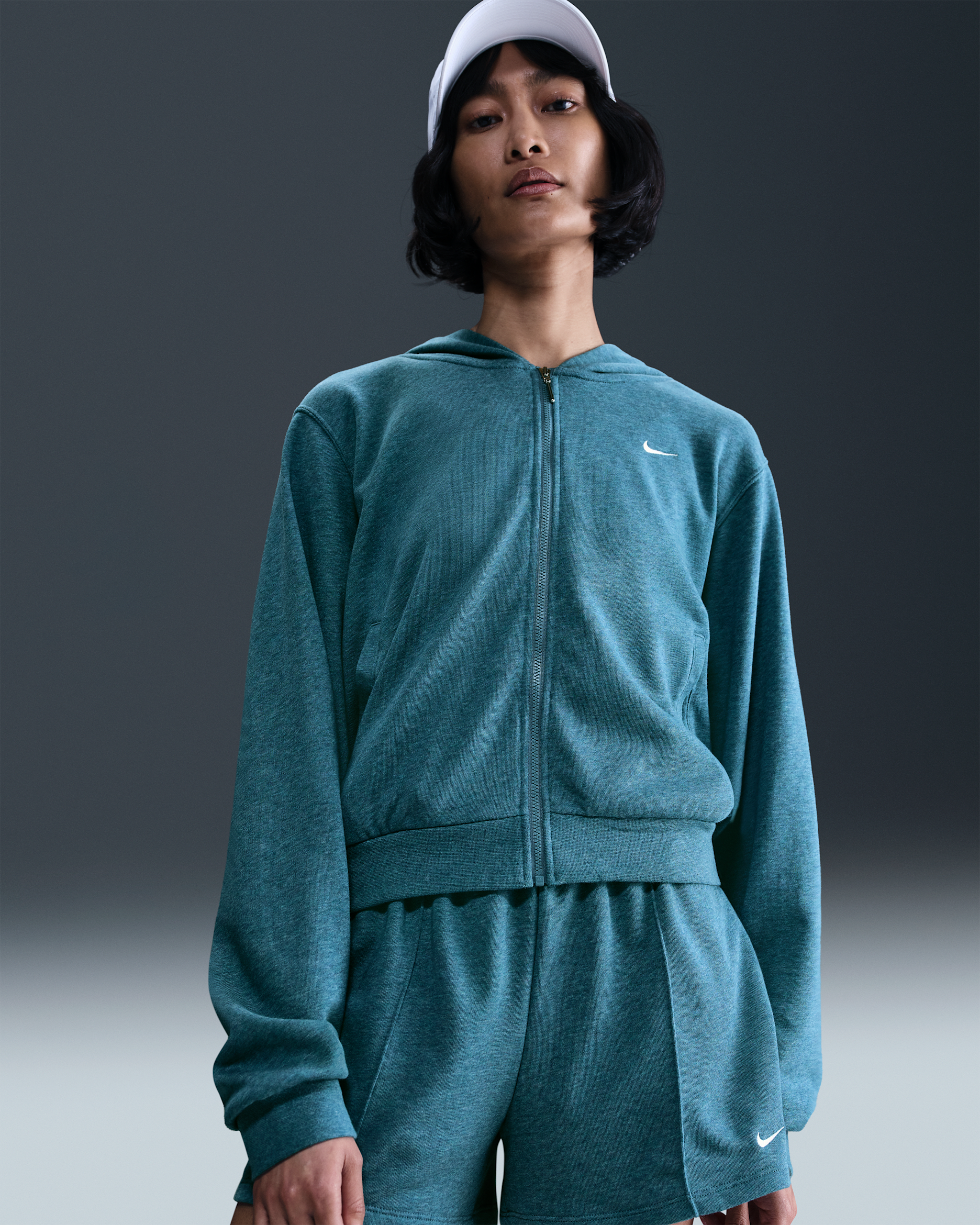 Nike Sportswear Chill Terry Women's Loose Full-Zip French Terry Hoodie - Smokey Blue/Heather/Sail