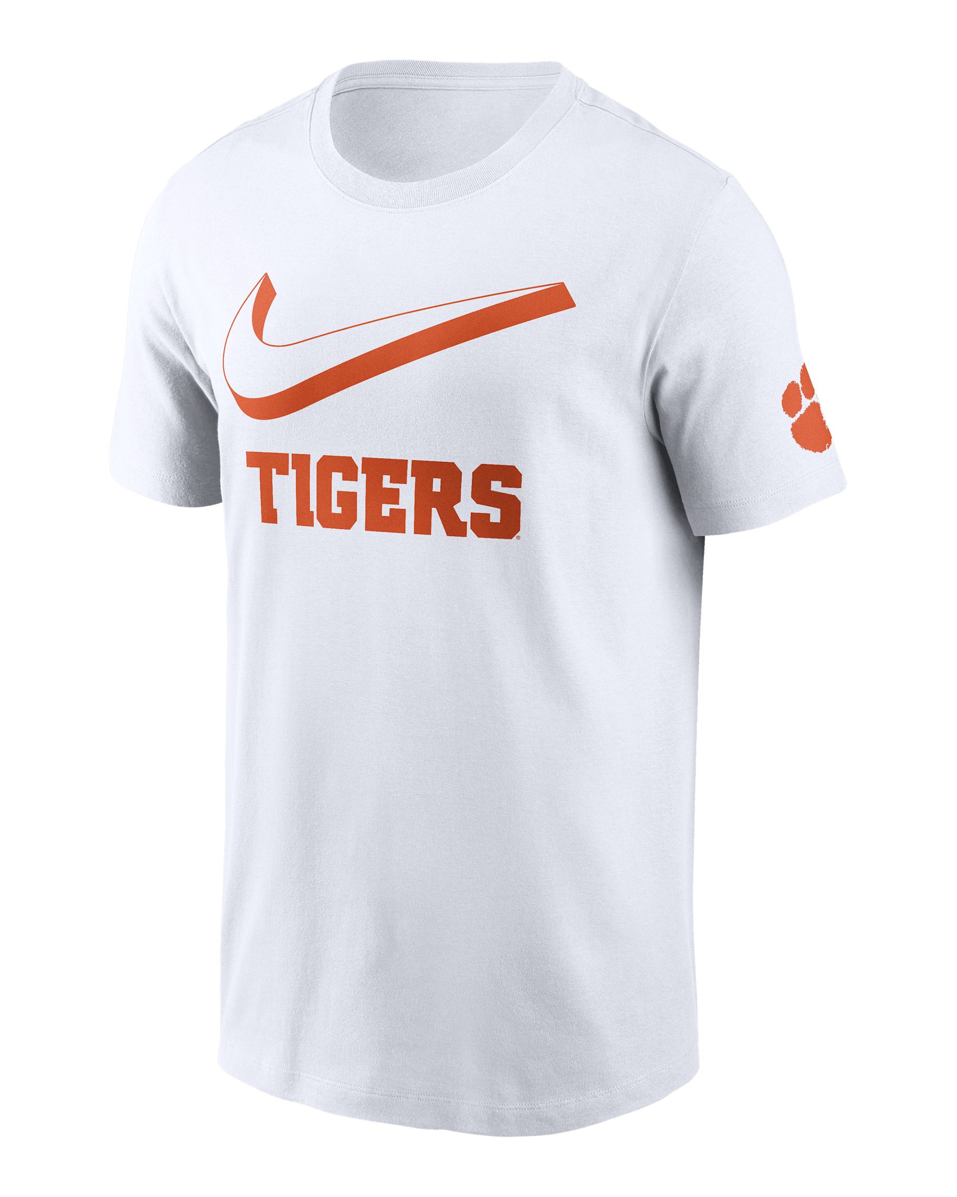 Playera universitaria Nike para hombre Clemson Primetime Campus 2-Hit Swoosh - Blanco