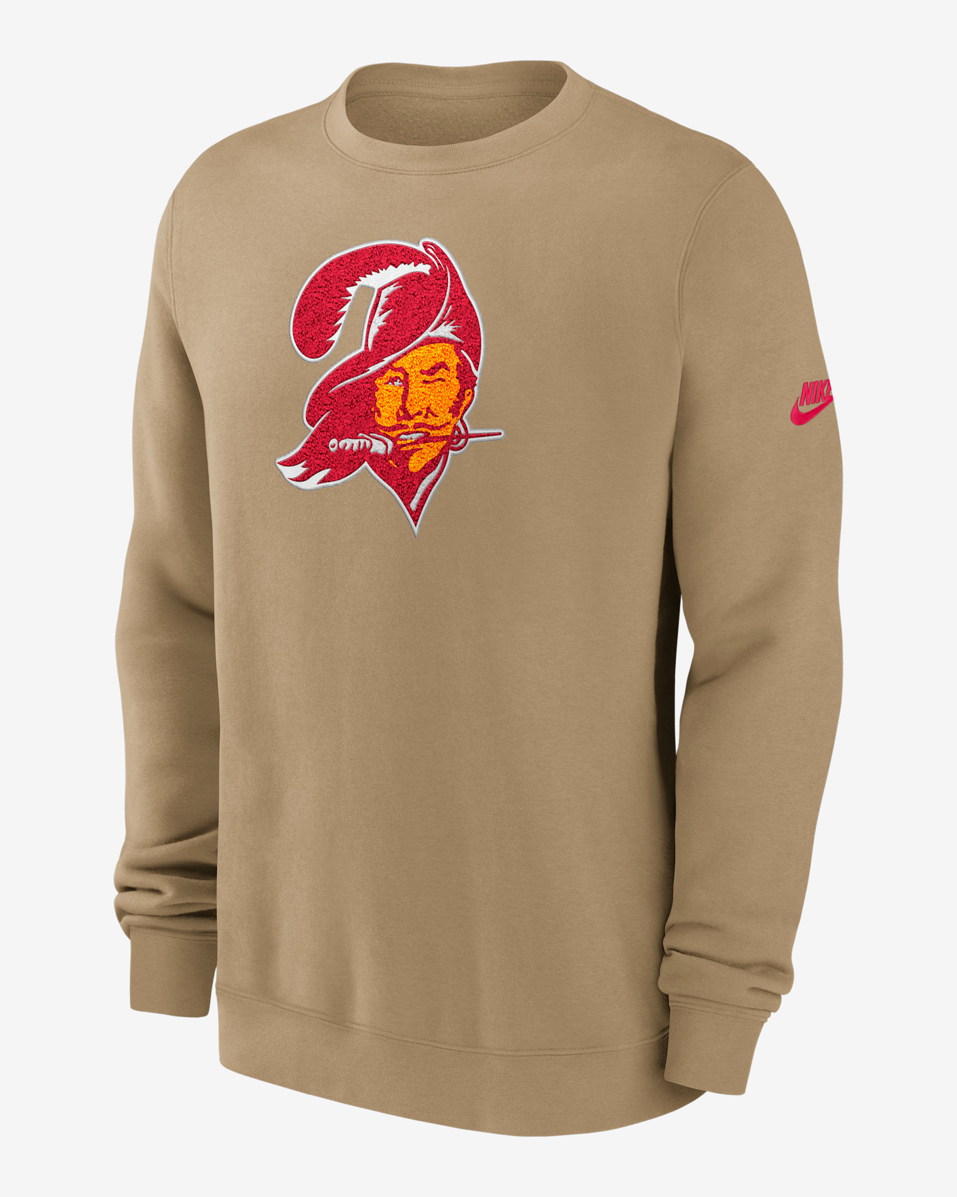 Sudadera de cuello redondo sin cierre Nike de la NFL para hombre Tampa Bay Buccaneers Swing Pass Rewind Club - Tostado/Beige