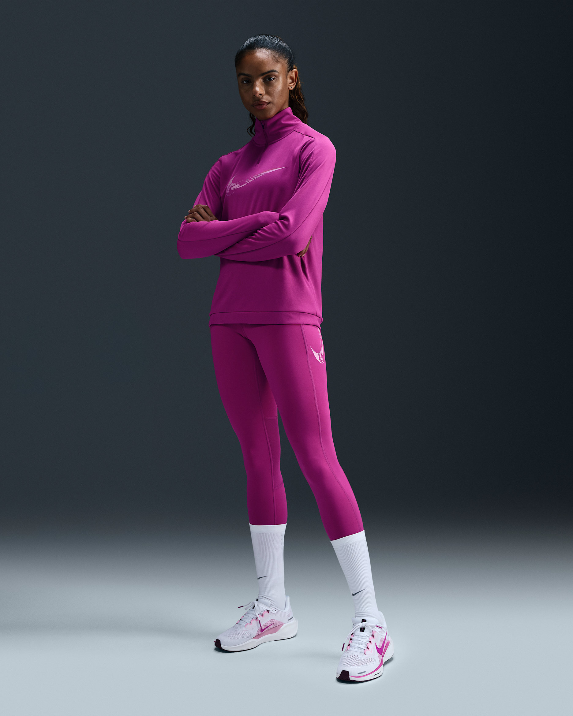 Nike Fast Women's Mid-Rise 7/8 Running Leggings with Pockets - Hot Fuchsia/Beyond Pink