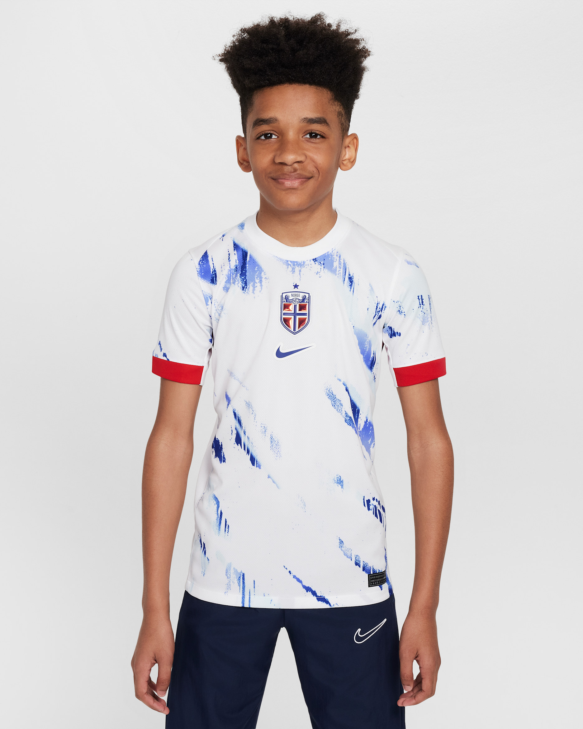 Norway (Women's Team) 2024/25 Stadium Away Older Kids' Nike Dri-FIT Football Replica Shirt - White/University Red/Old Royal
