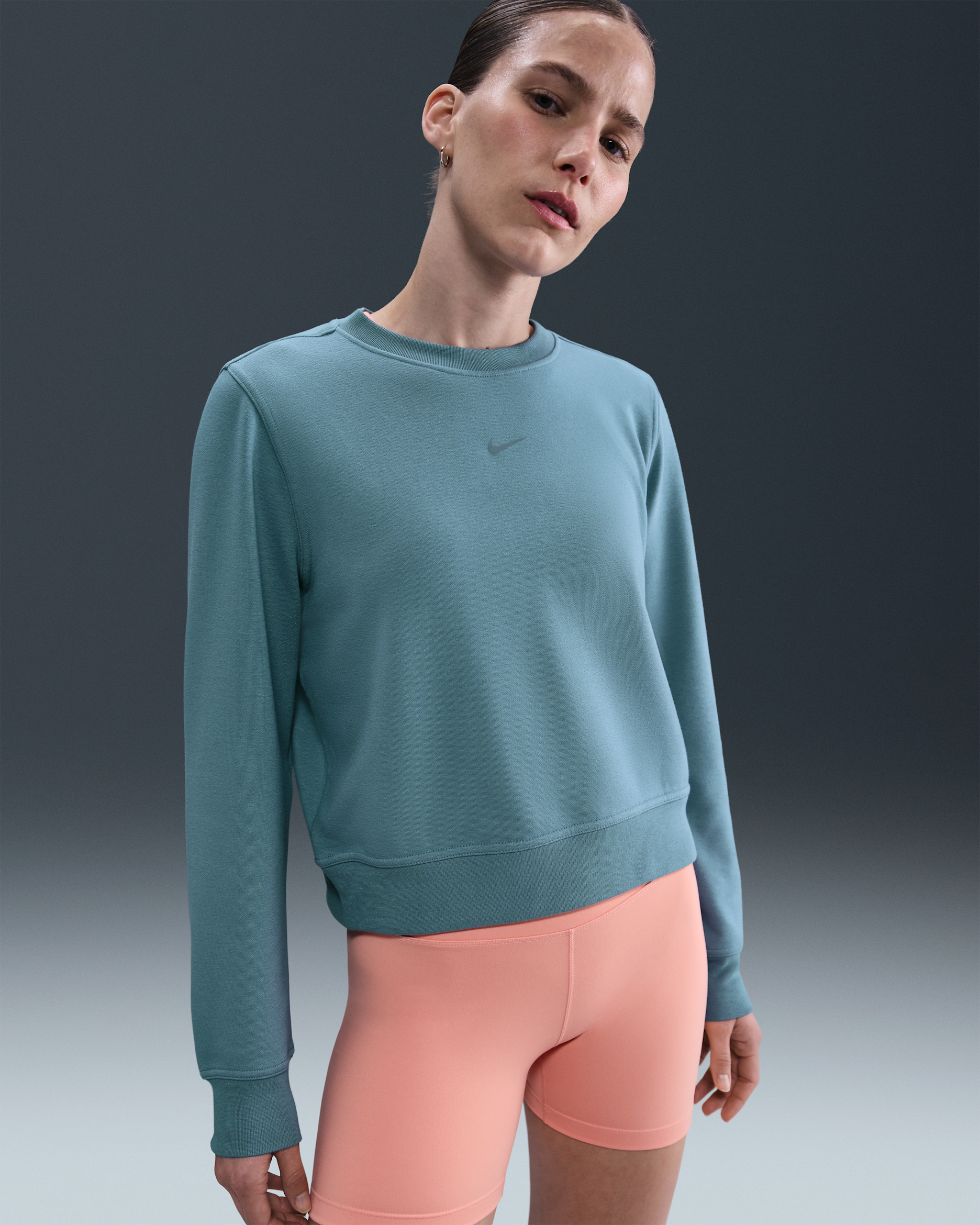 Nike Dri-FIT One Women's Crew-Neck French Terry Sweatshirt - Smokey Blue/Black