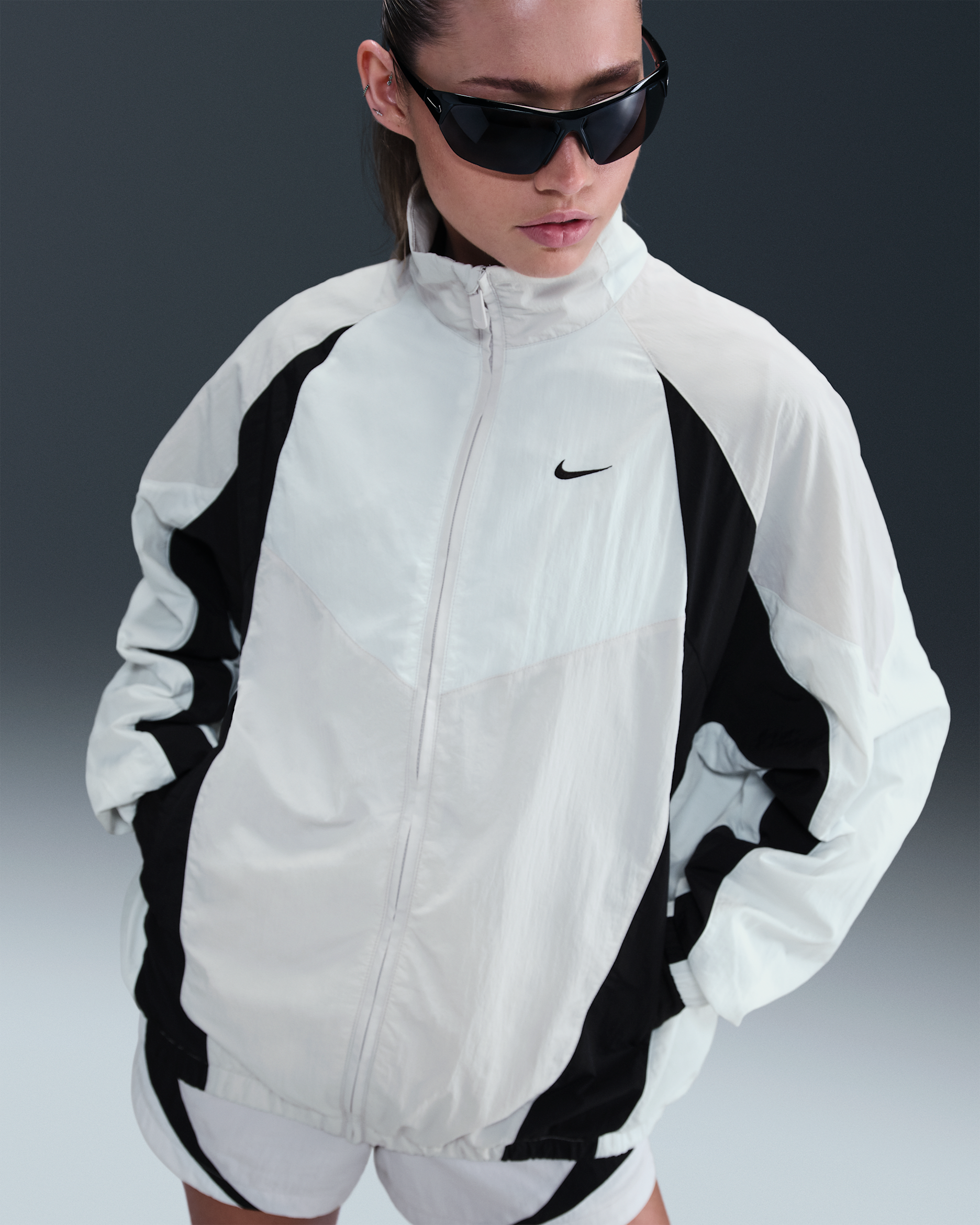 Nike Sportswear Women's Oversized Tracksuit Jacket - Vast Grey/Summit White/Black/Black