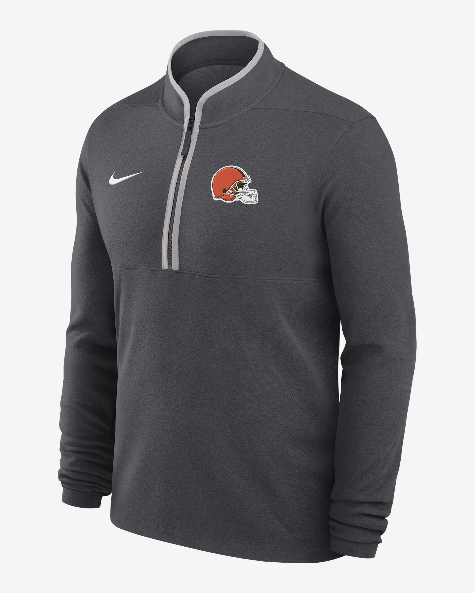 Cleveland Browns Logo Victory Men's Nike Dri-FIT NFL 1/2-Zip Long-Sleeve Top - Anthracite