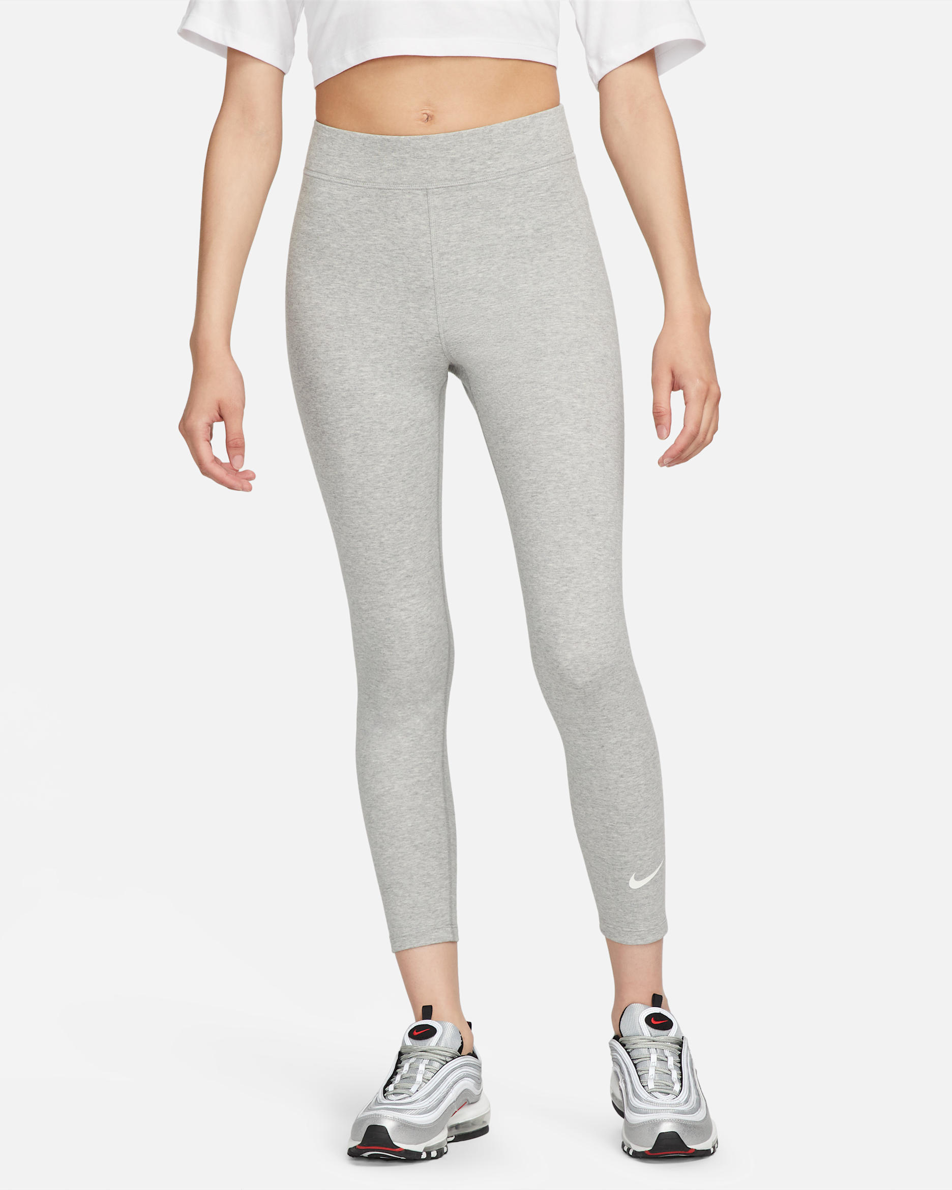 Nike Sportswear Classic Women's High-Waisted 7/8 Leggings - Dark Grey Heather/Sail