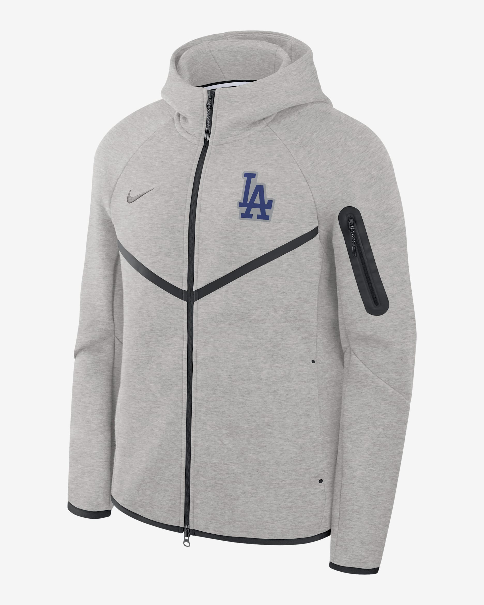 Los Angeles Dodgers Tech Fleece Windrunner Men's Nike MLB Full-Zip Hooded Jacket - Dark Grey Heather