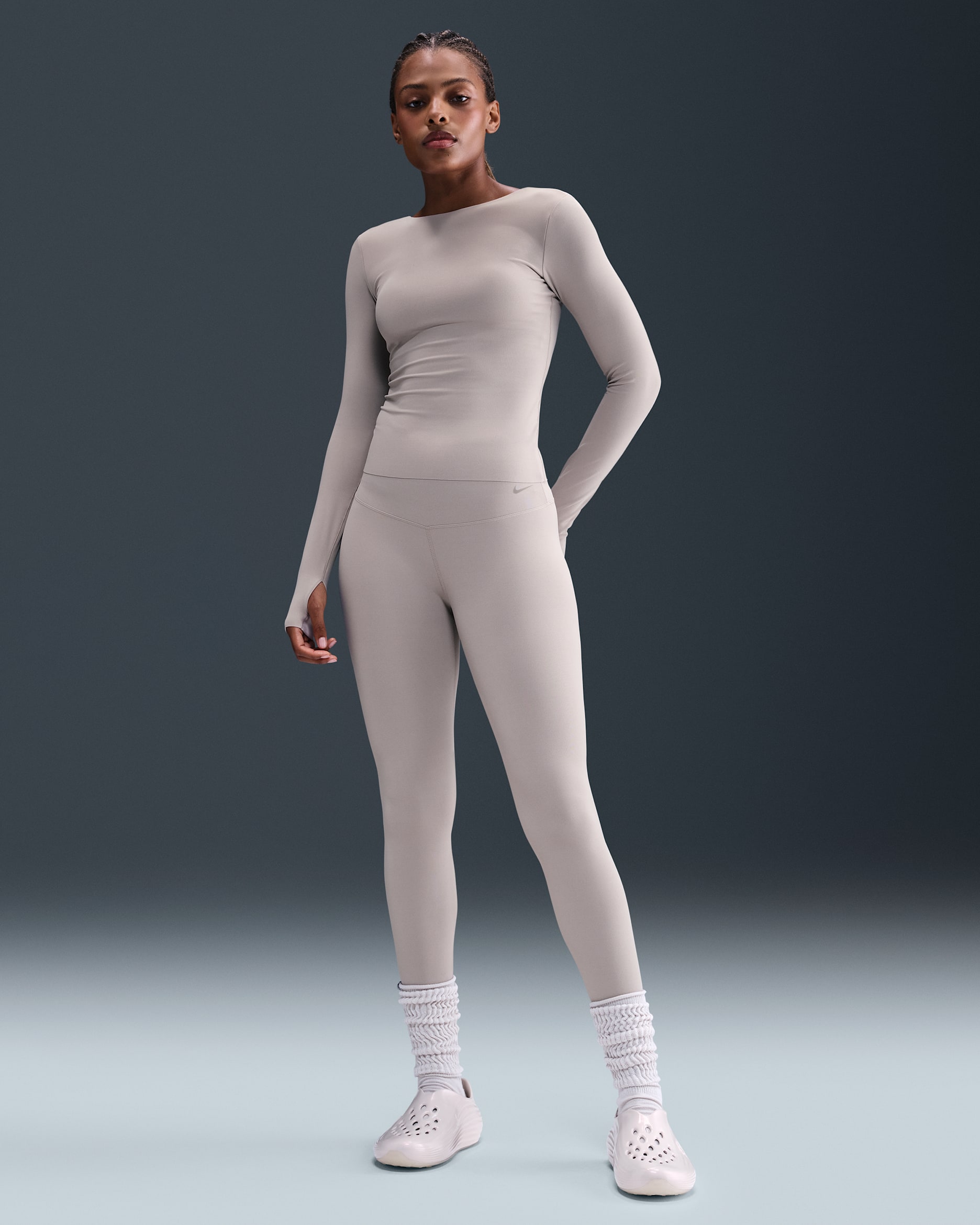 Nike Zenvy Women's High-Waisted 7/8 Leggings - College Grey/Black