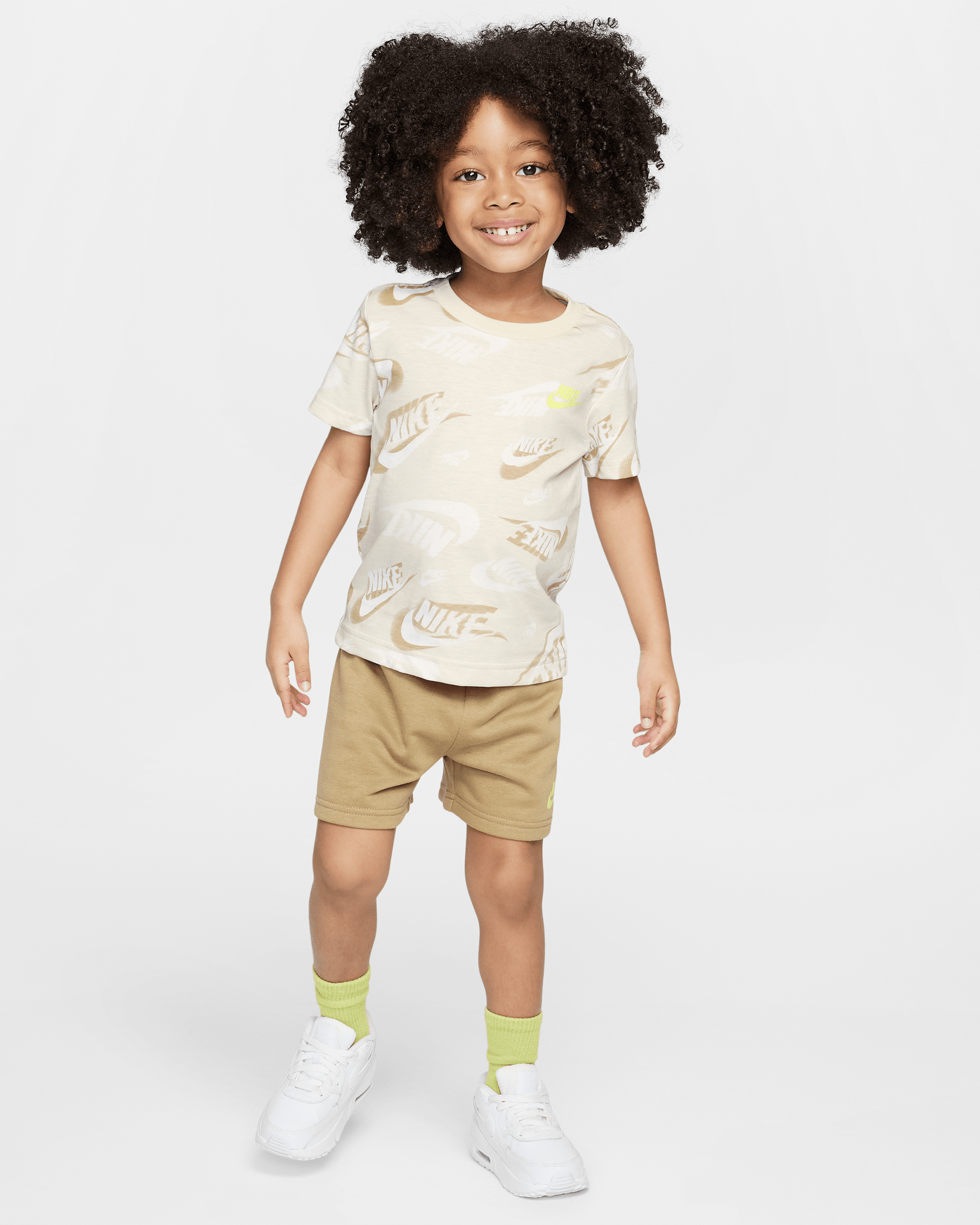 Nike Sportswear Toddler On the Move Printed Tee and French Terry Shorts Set - Parachute Beige