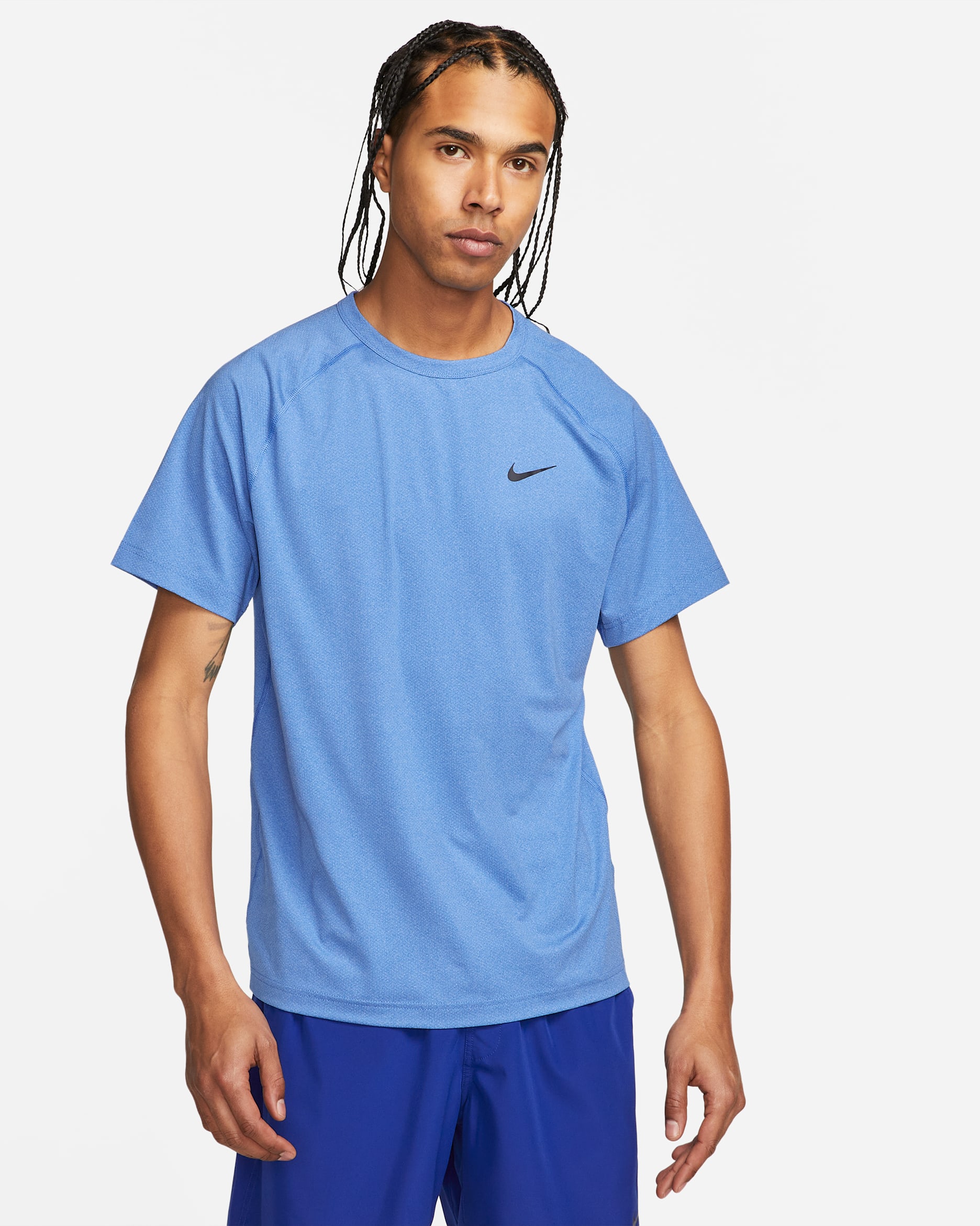 Playera de fitness de manga corta Dri-FIT para hombre Nike Ready - Royal juego/Jaspeado/Negro
